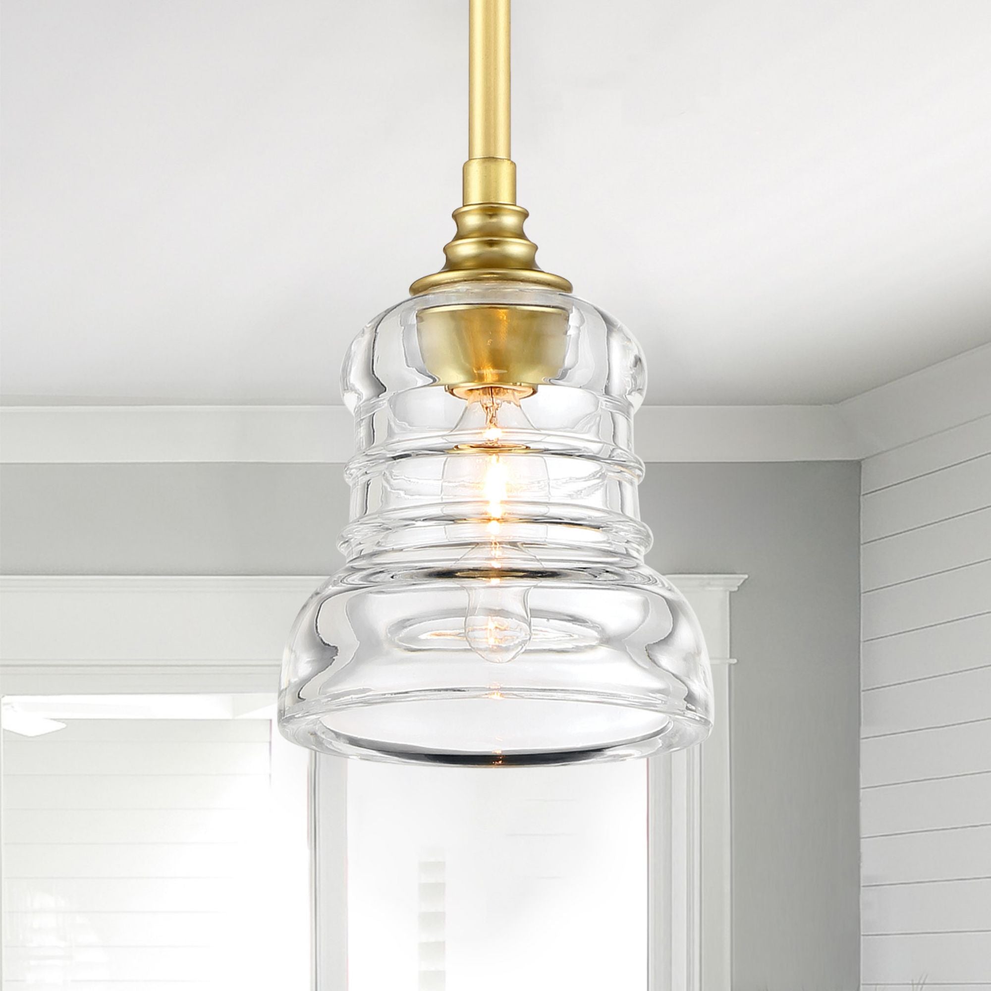 Gregory 5'' Aged Brass Pendant Gold 5"W x 6.5"H x 5"D