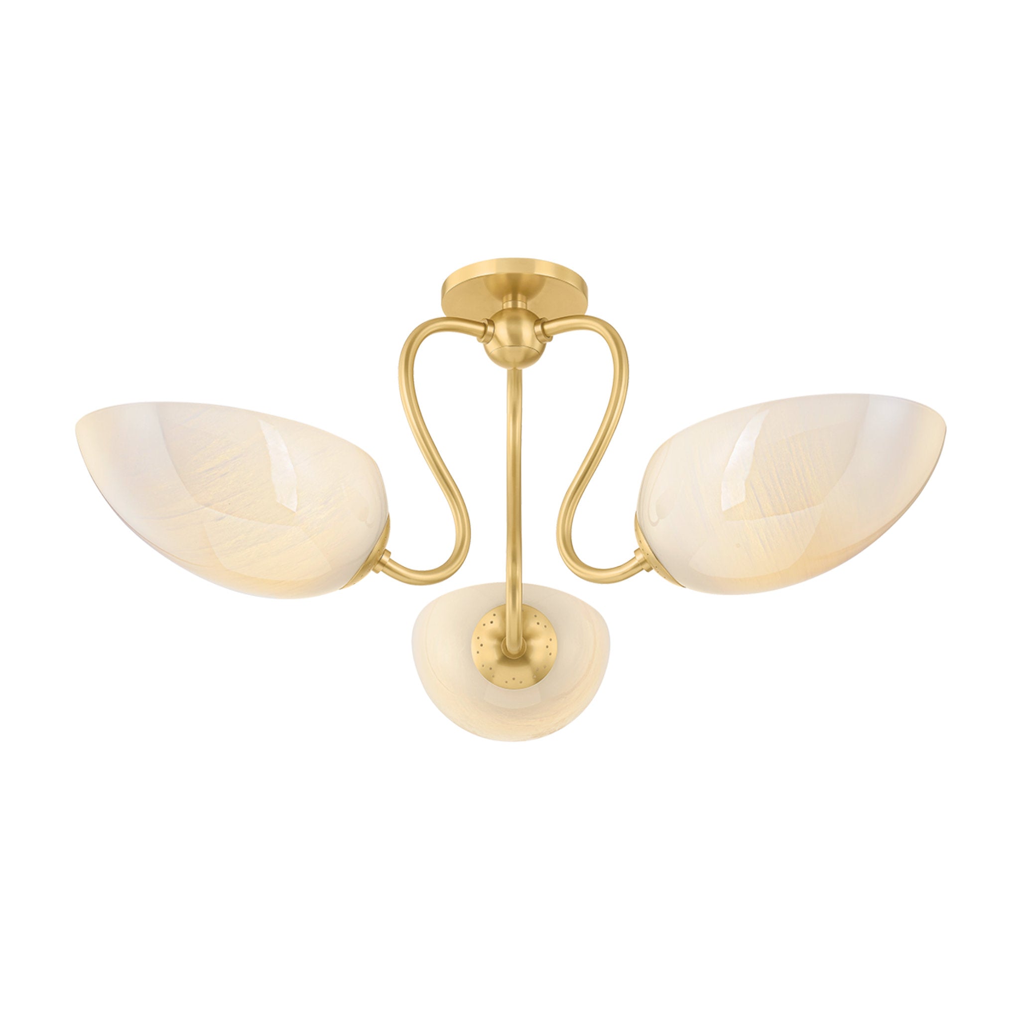 Reva 3-Light Semi Flush in Aged Brass 27.5W x 11.75H