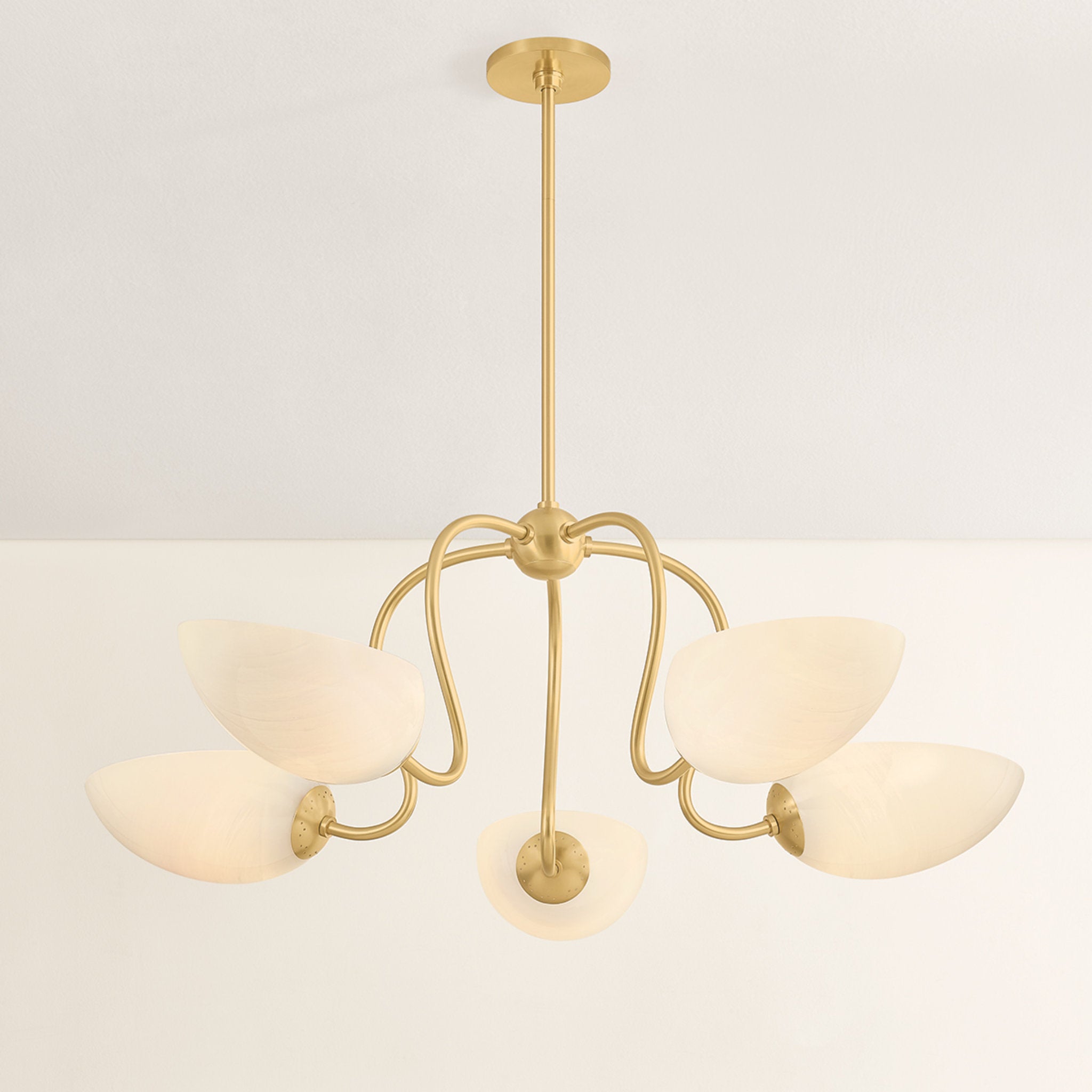 Reva 5-Light Chandelier in Aged Brass 34W x 13H