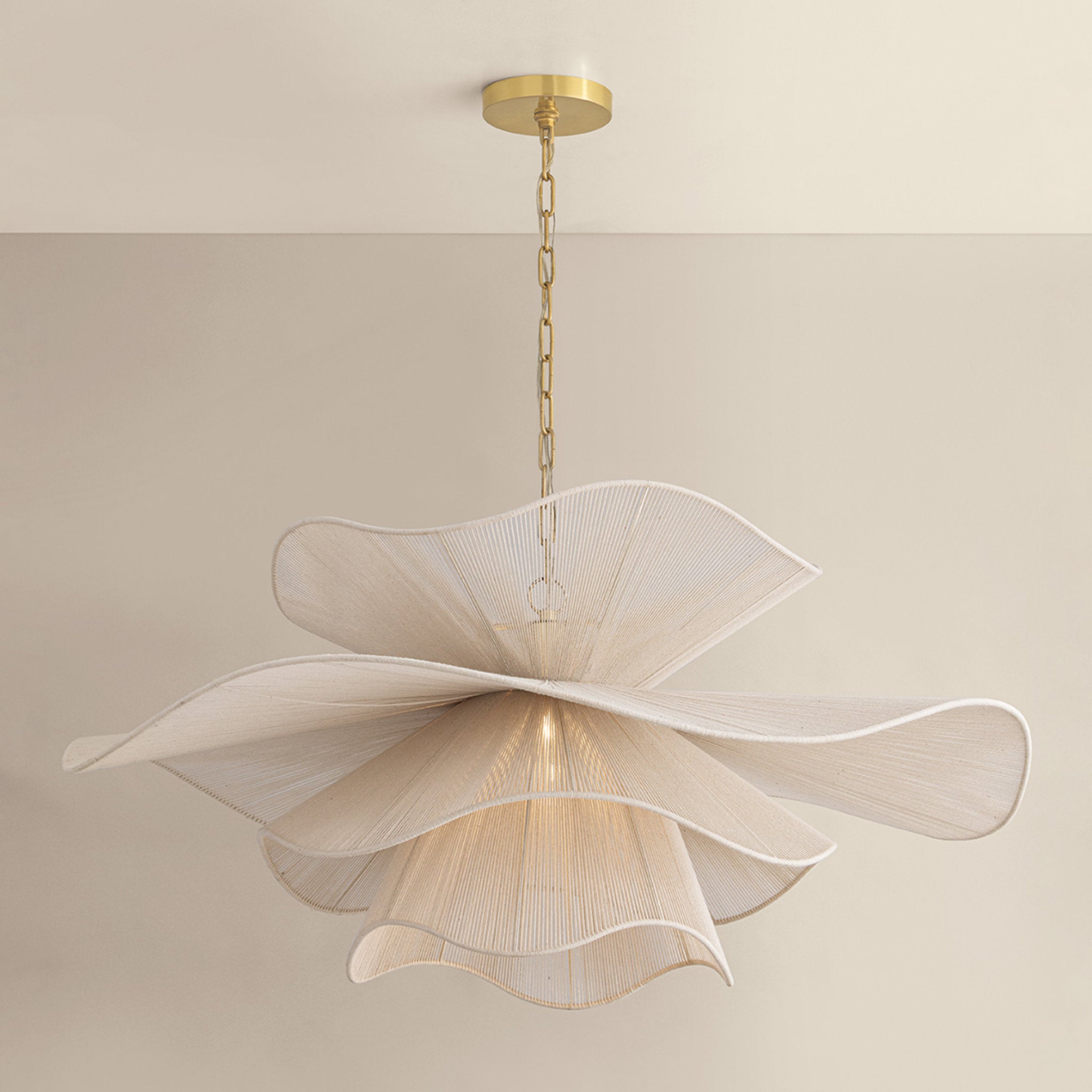 Amanda 1-Light Chandelier in Aged Brass 44W x 18.5H