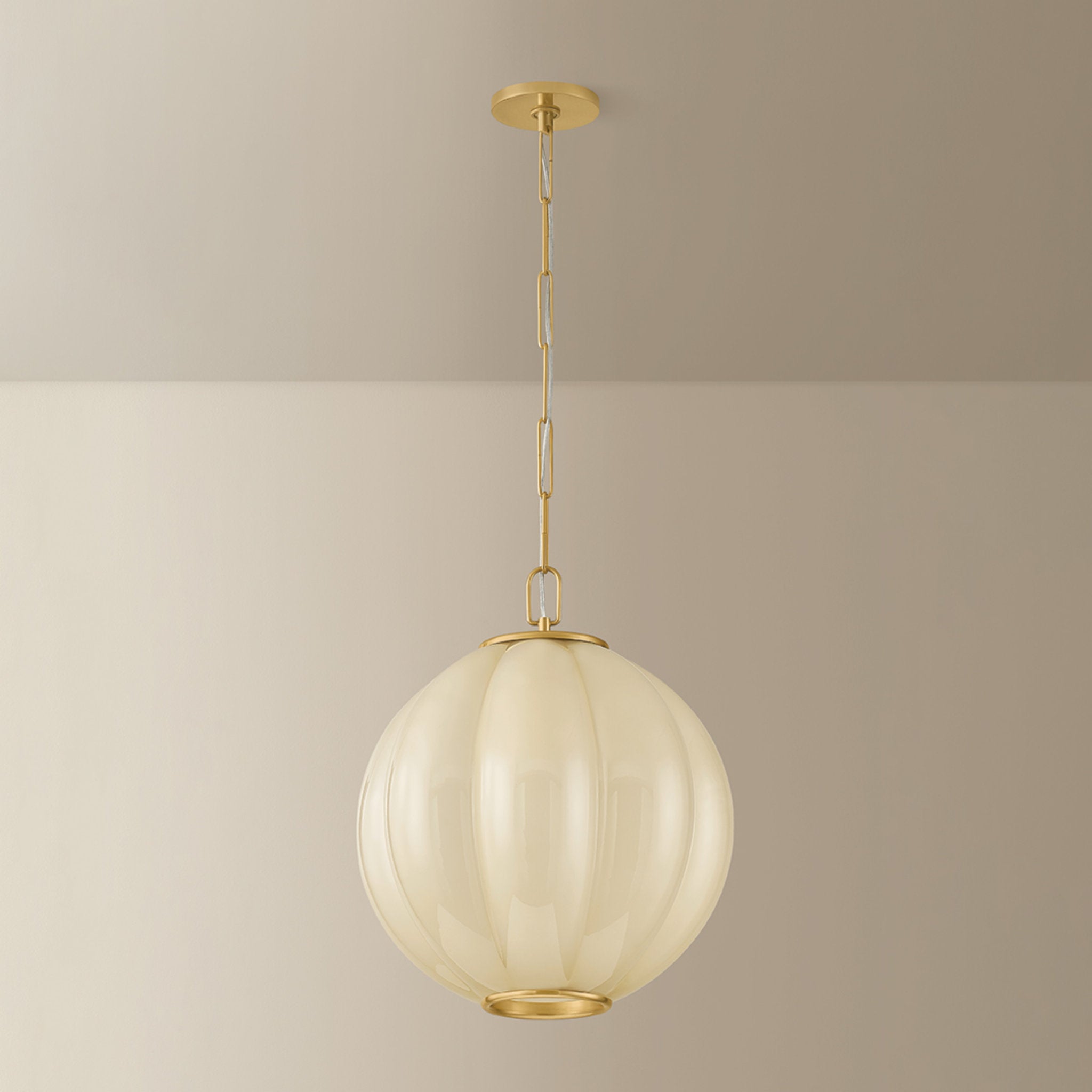 Bernadine 1-Light Pendant in Aged Brass 15.5W x 18.5H