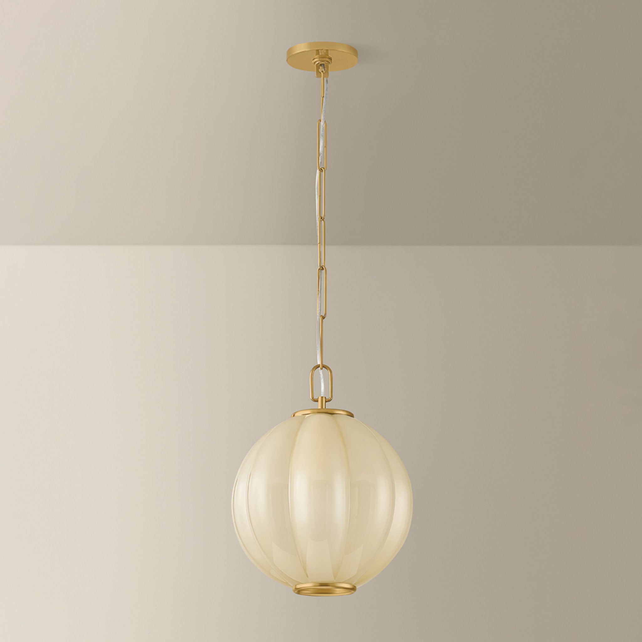 Bernadine 1-Light Pendant in Aged Brass 11.5W x 14.75H