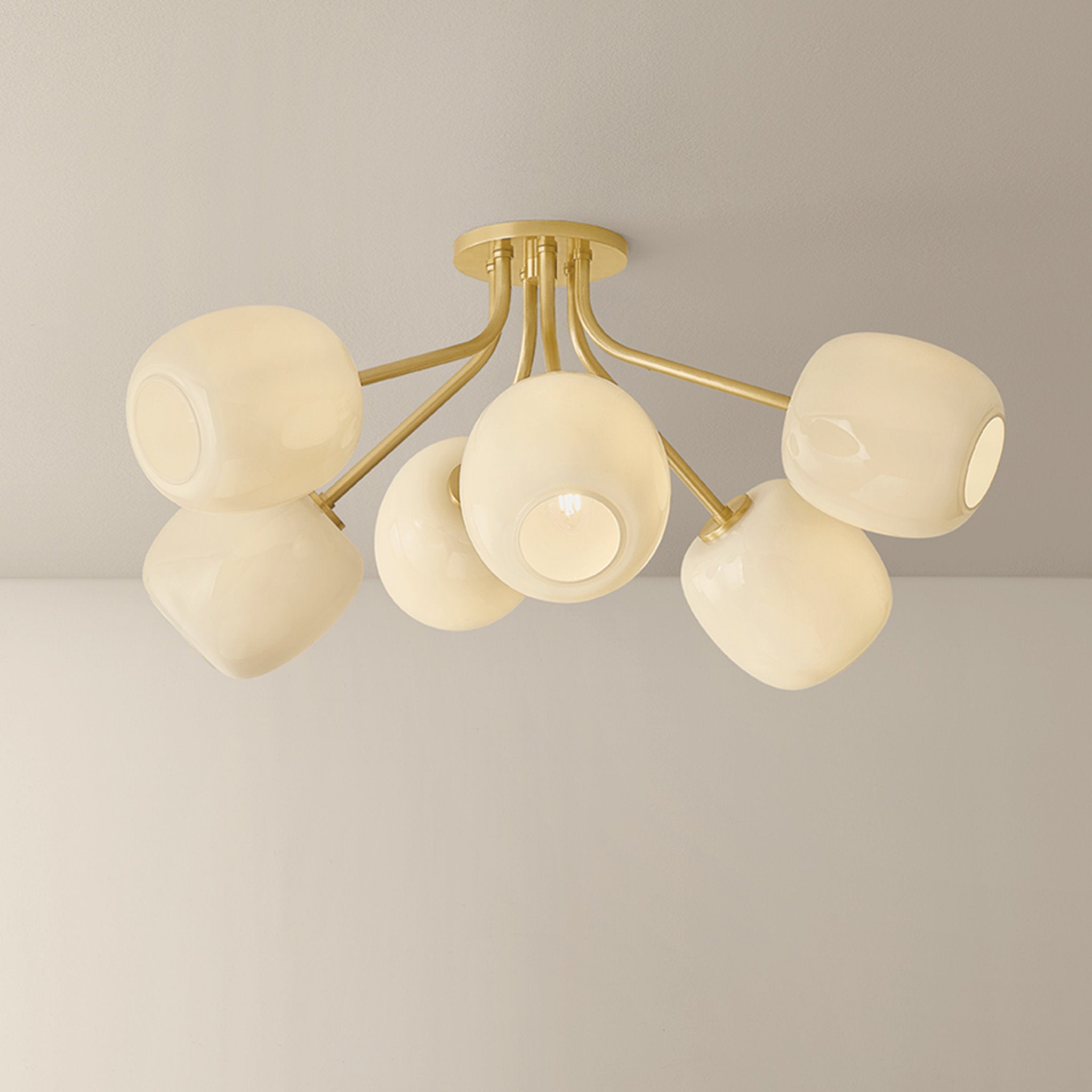 Lisette 6-Light Semi Flush in Aged Brass 29.25W x 13.25H