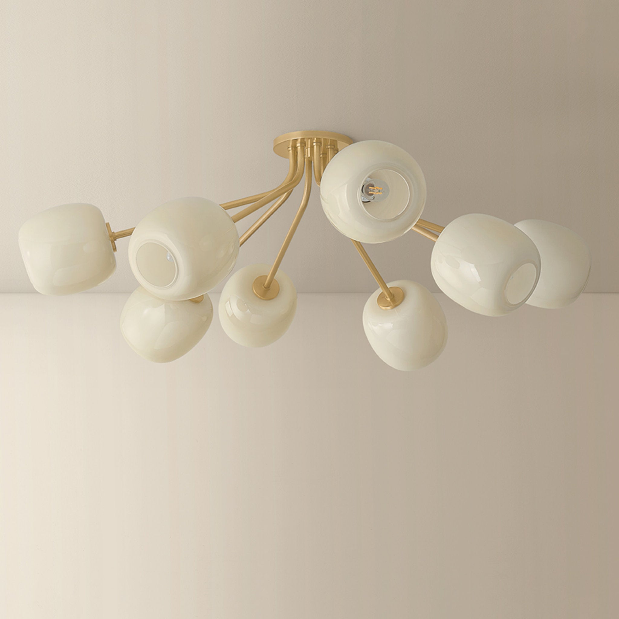 Lisette 8-Light Semi Flush in Aged Brass 39.75W x 13.5H