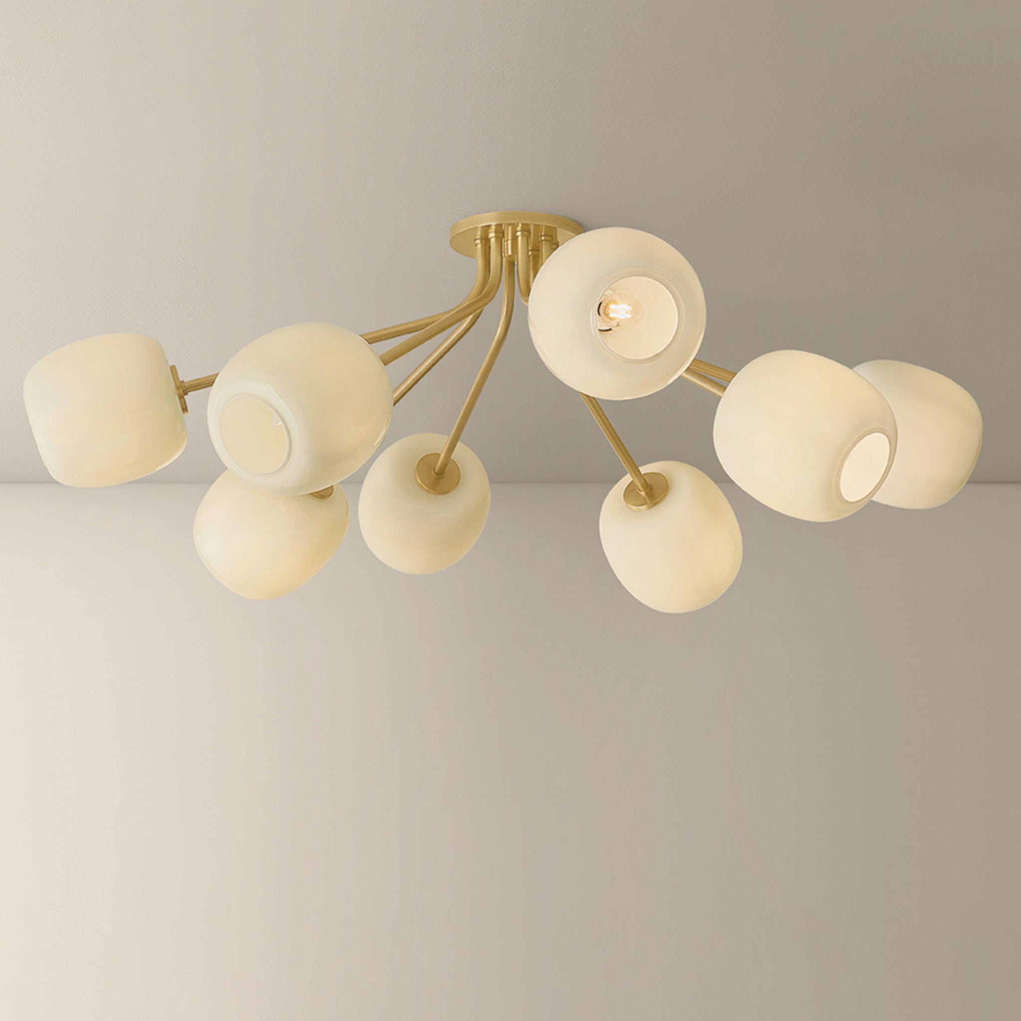 Lisette 8-Light Semi Flush in Aged Brass 39.75W x 13.5H