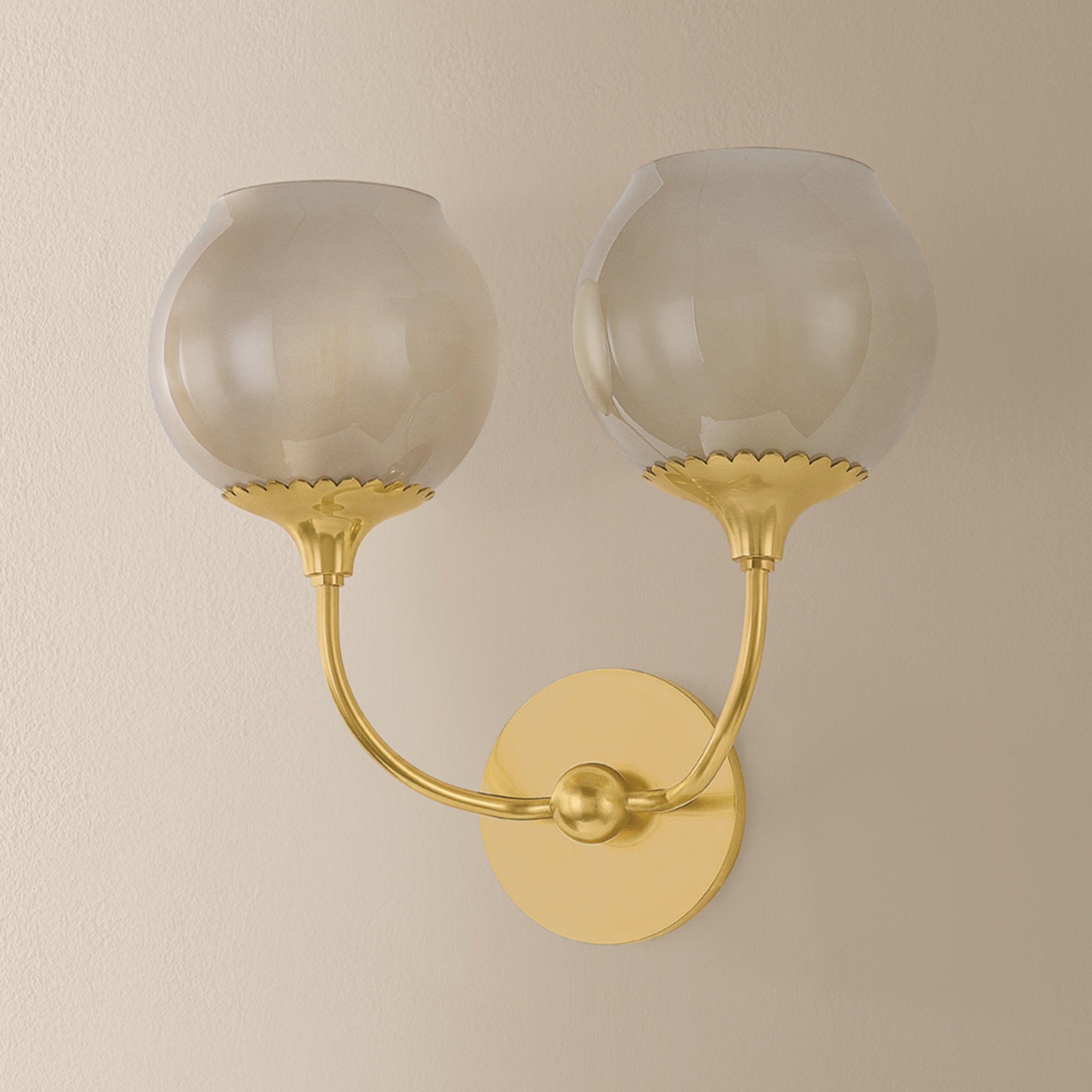Daya 2-Light Wall Sconce in Aged Brass 7L x 13.75W x 12.5H