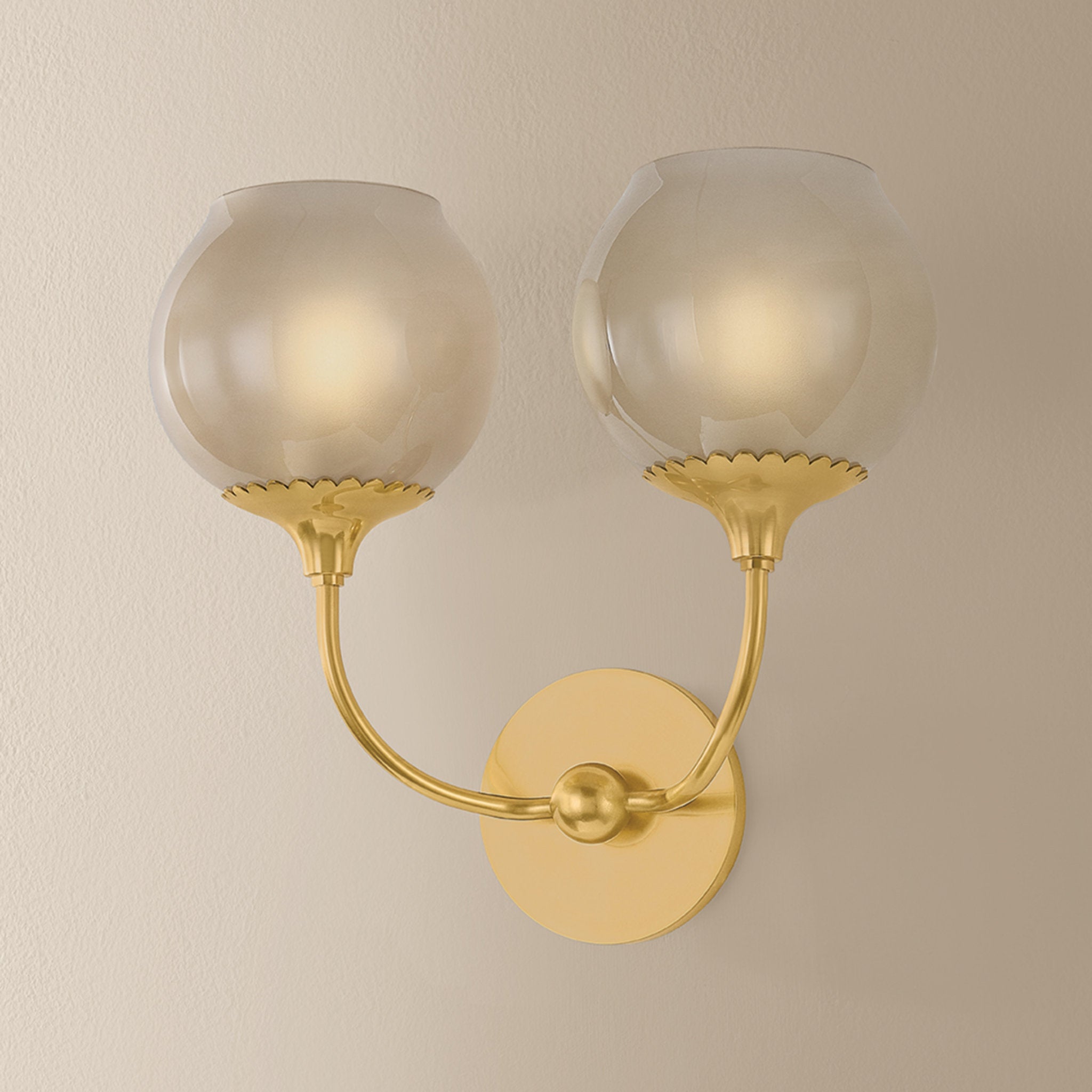 Daya 2-Light Wall Sconce in Aged Brass 7L x 13.75W x 12.5H