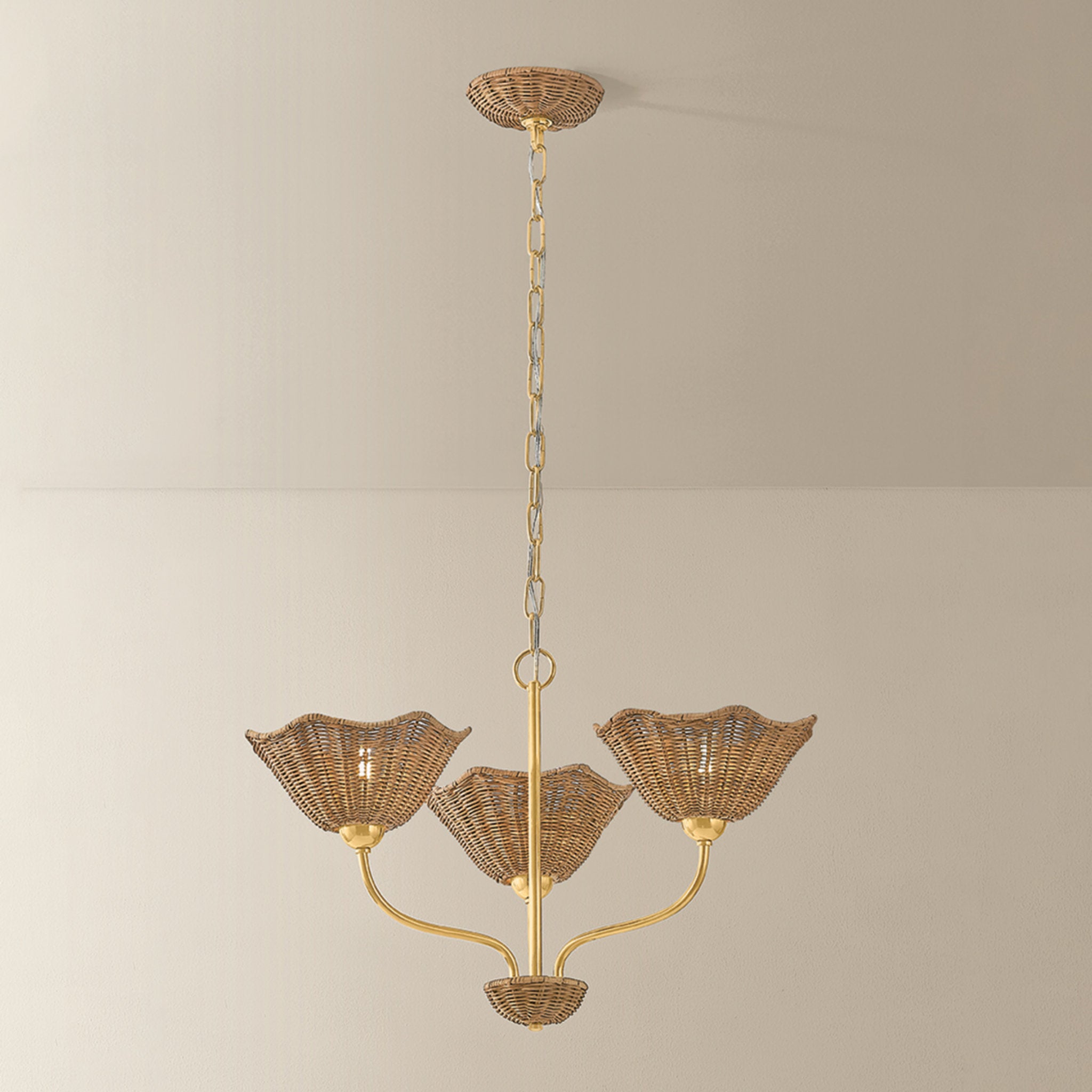 Kehlani 3-Light Chandelier in Aged Brass 24W x 15.5H