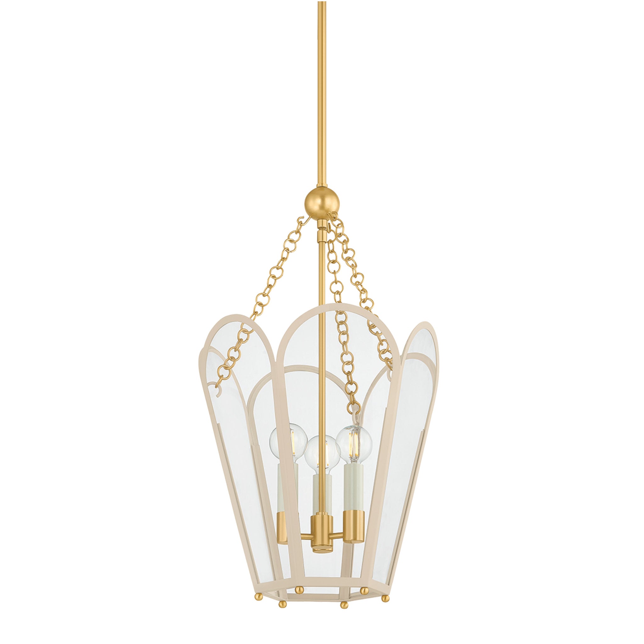 Clarisse 3-Light Lantern in Aged Brass 13W x 22.25H (Soft Bisque)