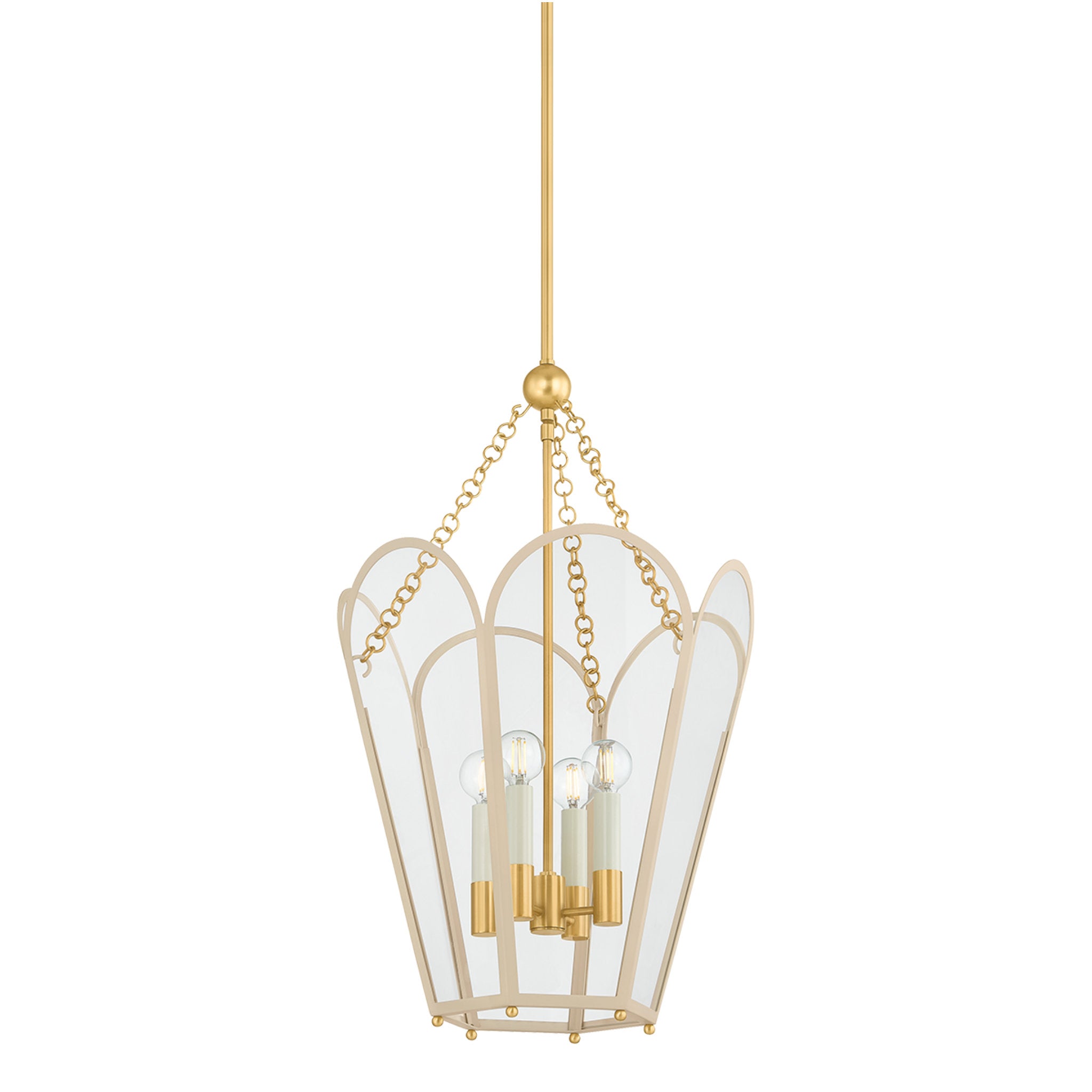 Clarisse 4-Light Lantern in Aged Brass 16W x 26.25H (Soft Bisque)