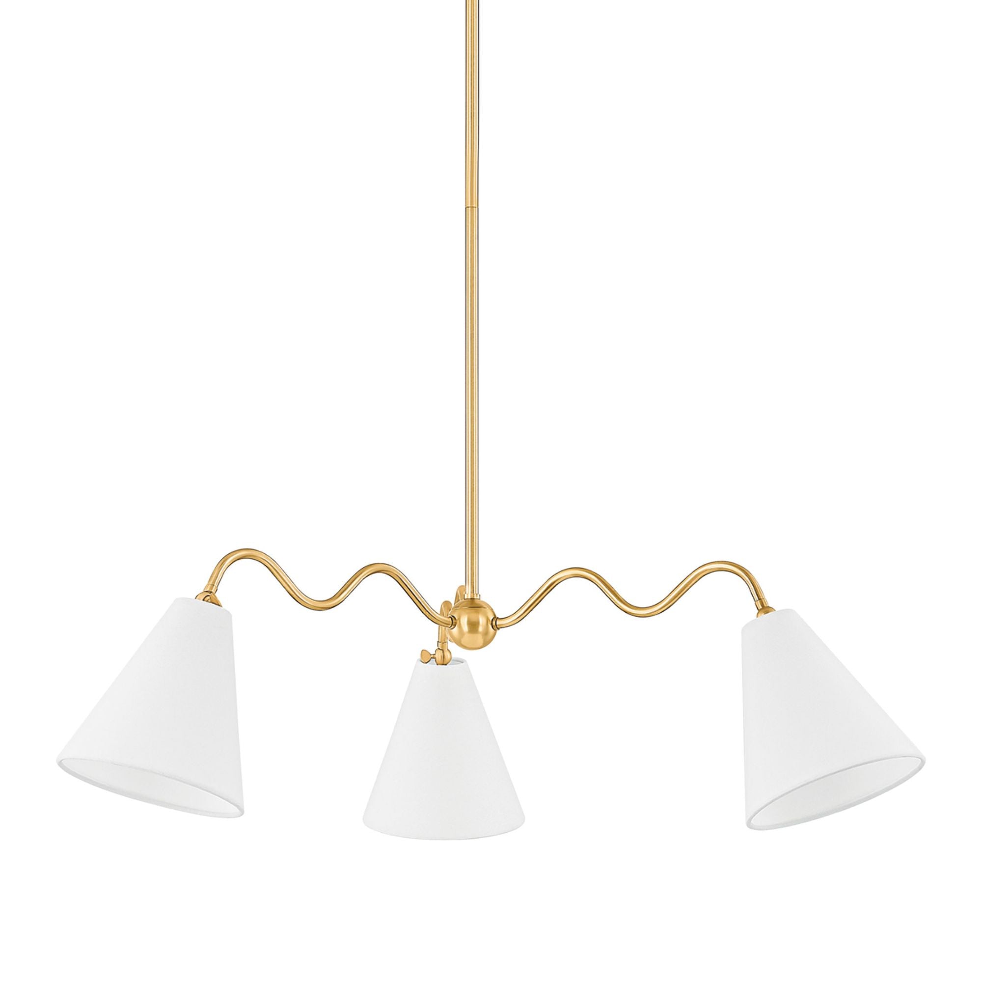 Onda 3-Light Chandelier in Aged Brass by Tali Roth 42.75W x 12.75H