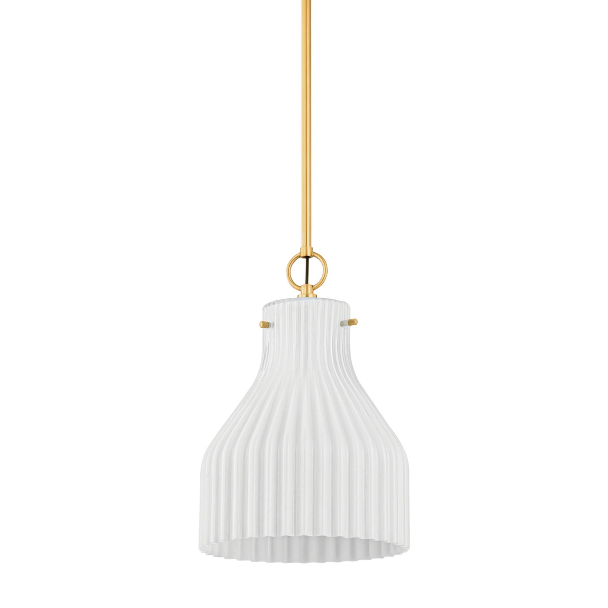 CORINTHIA 1-Light Pendant in Aged Brass 4.75L x 10W x 14.5H