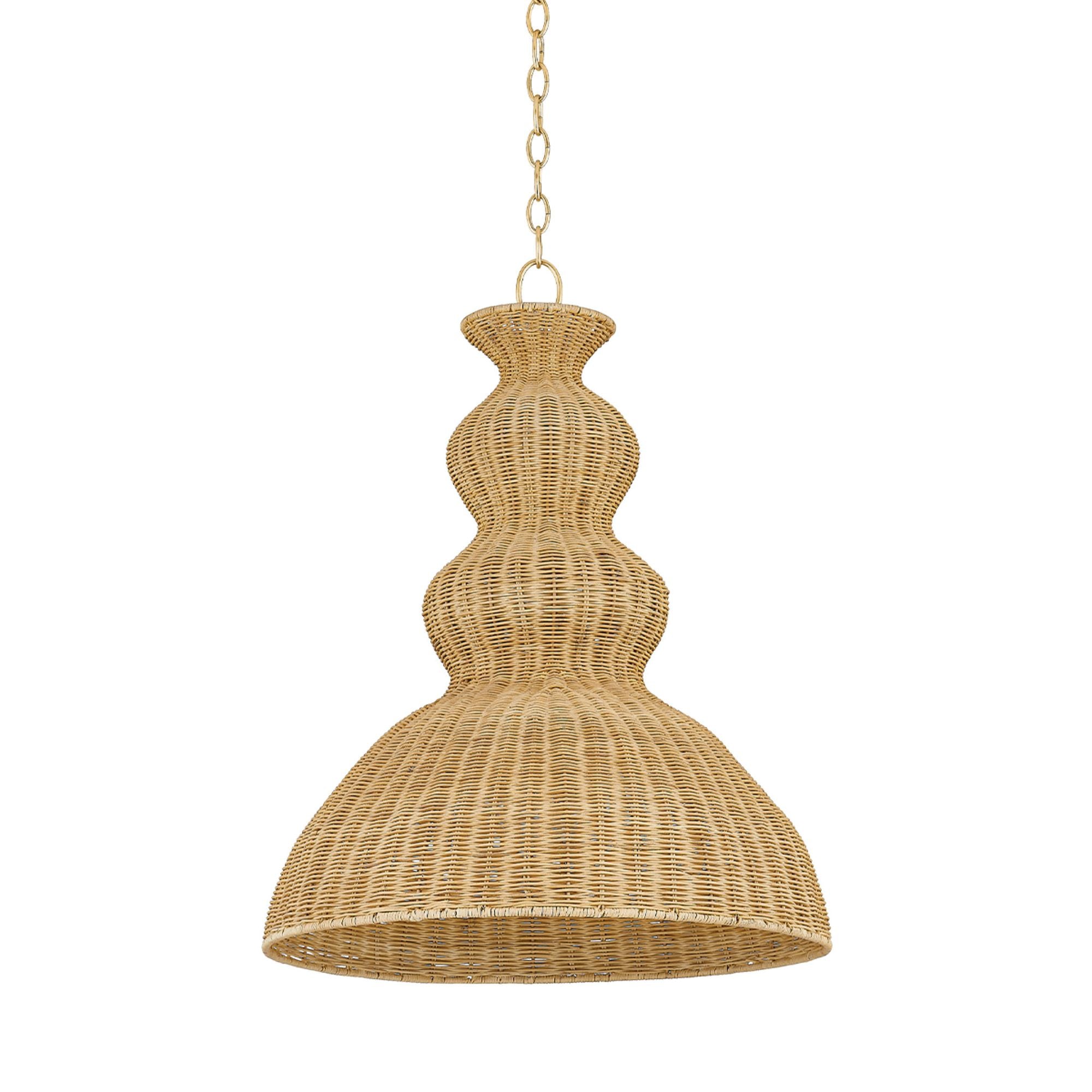 Mayla 1-Light Pendant in Aged Brass by Megan Molten 21.25W x 27H