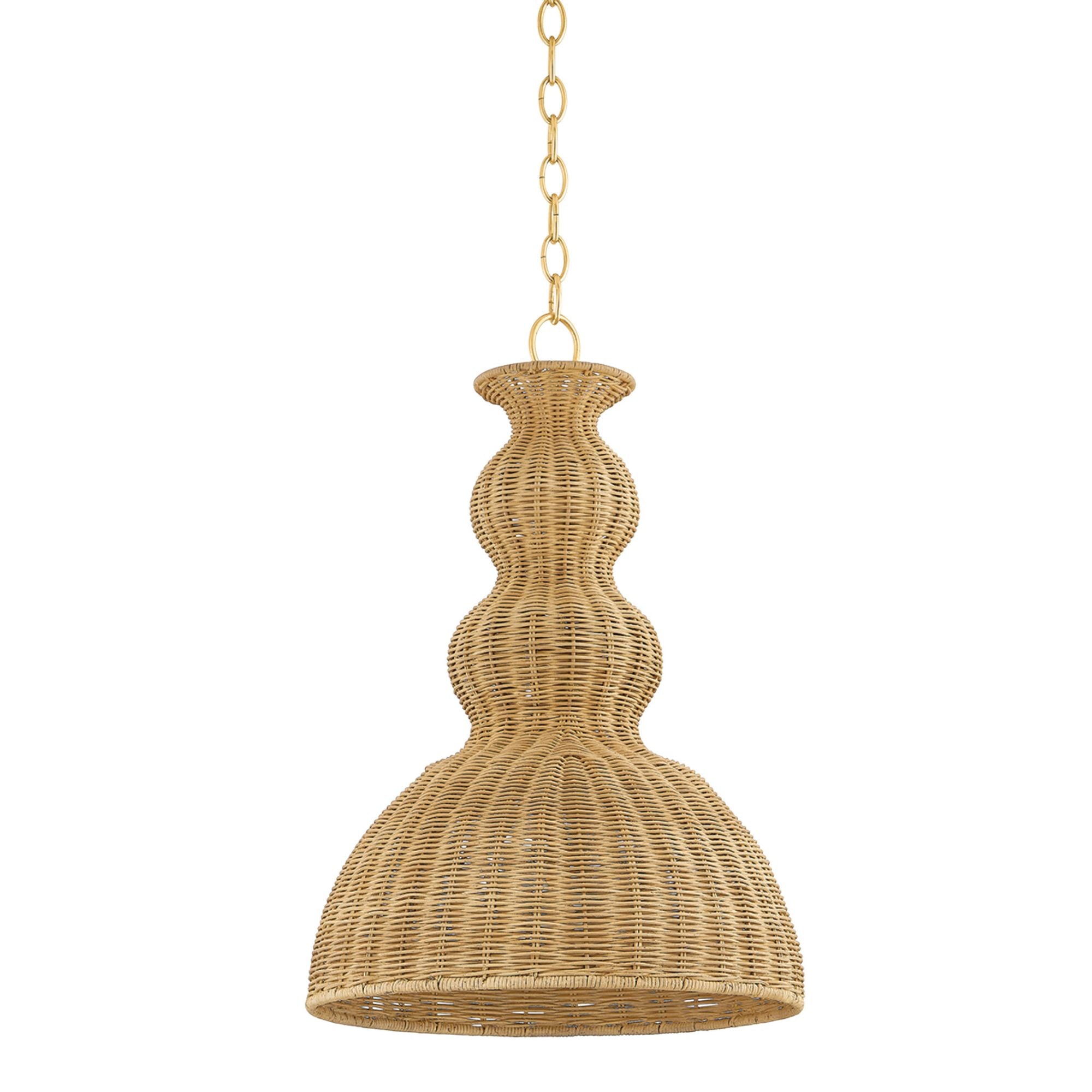 Mayla 1-Light Pendant in Aged Brass by Megan Molten 15.25W x 22.75H