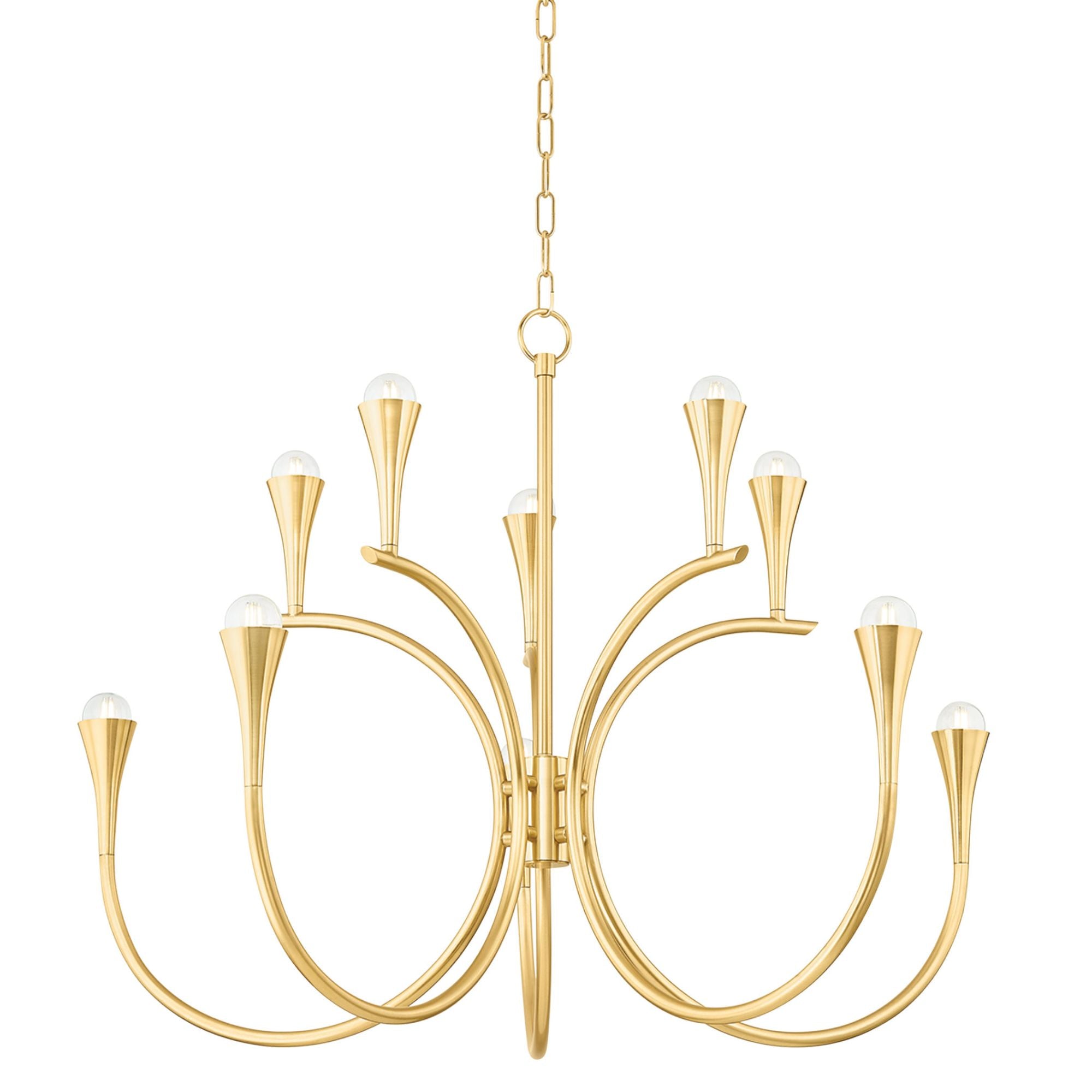 Aviana 10-Light Chandelier in Aged Brass 38W x 29H
