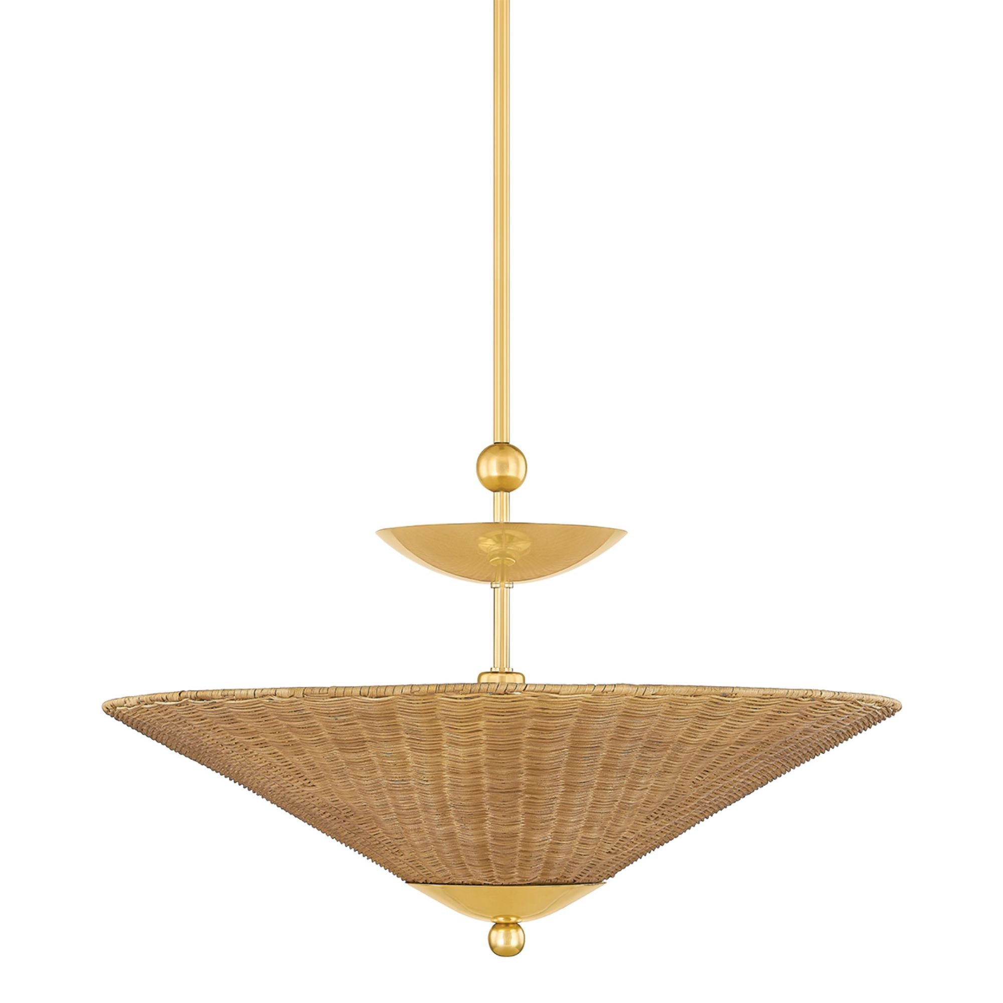 PERILLA 1-Light Pendant in Aged Brass by DABITO 30L x 30W x 19.5H