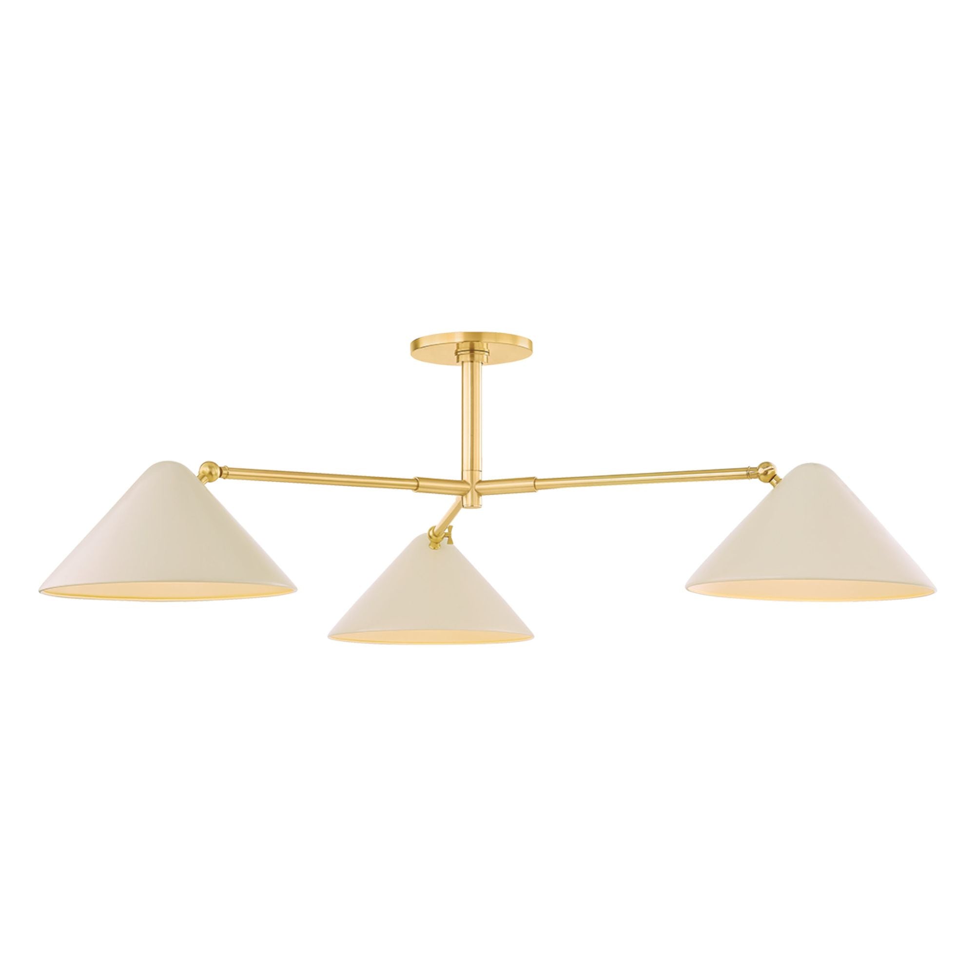 Sonja 3-Light Semi Flush in Aged Brass 52W x 14.5H