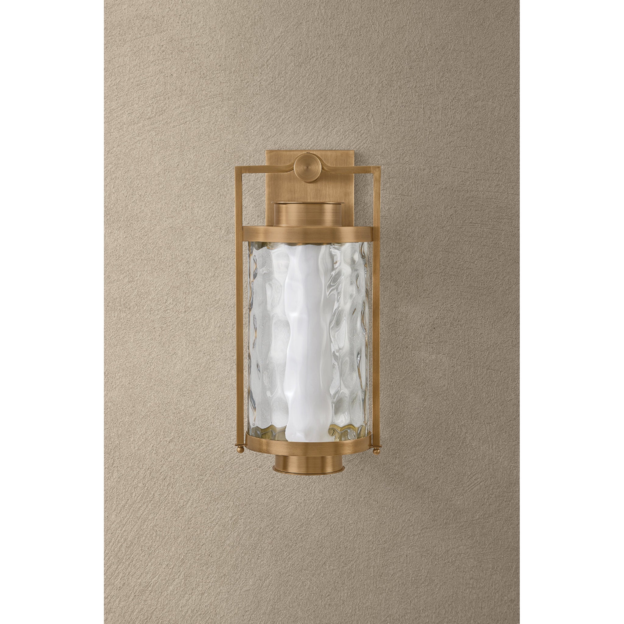 Haddock 1-Light Exterior Wall Sconce in Patina Brass 7.75W x 17H