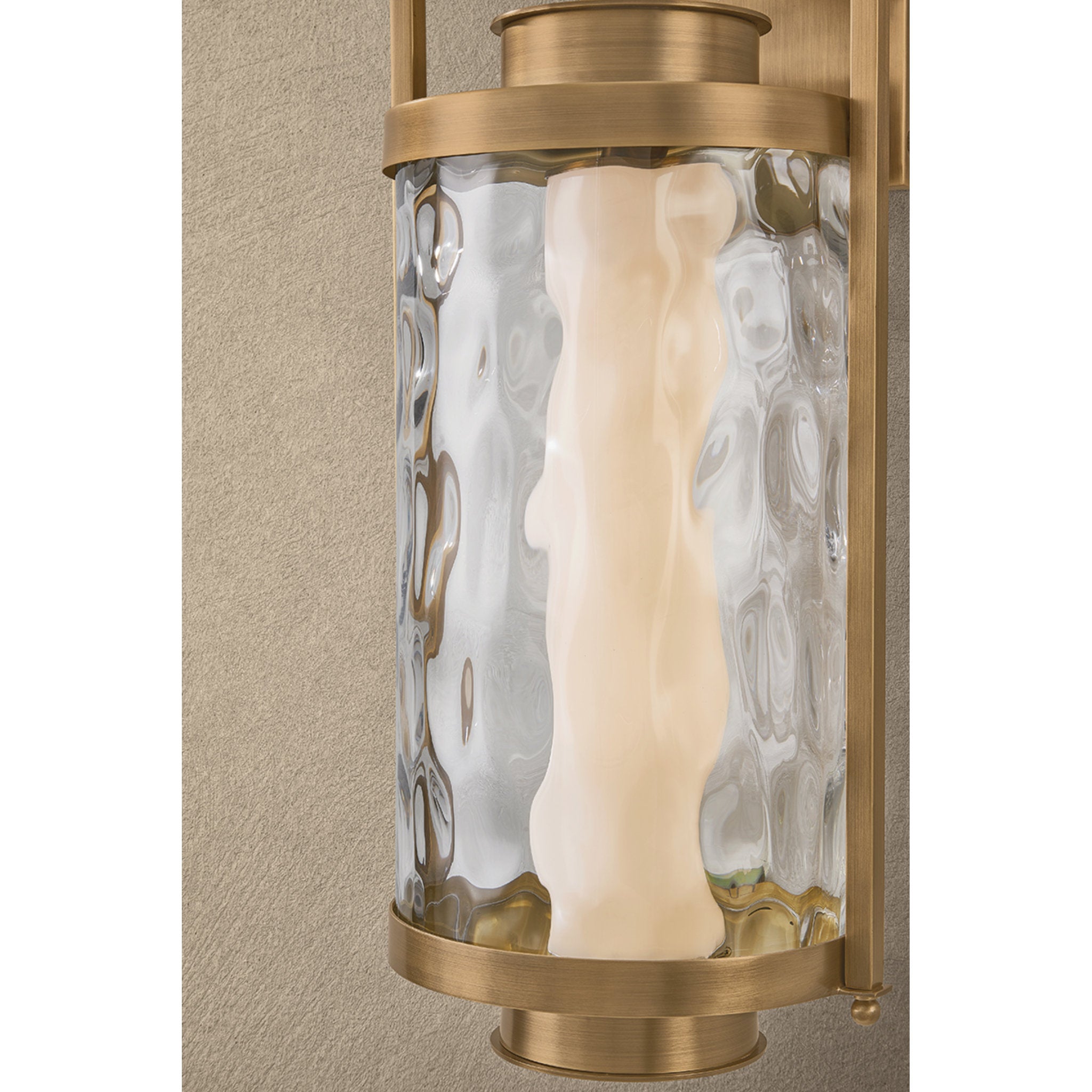 Haddock 1-Light Exterior Wall Sconce in Patina Brass 7.75W x 17H