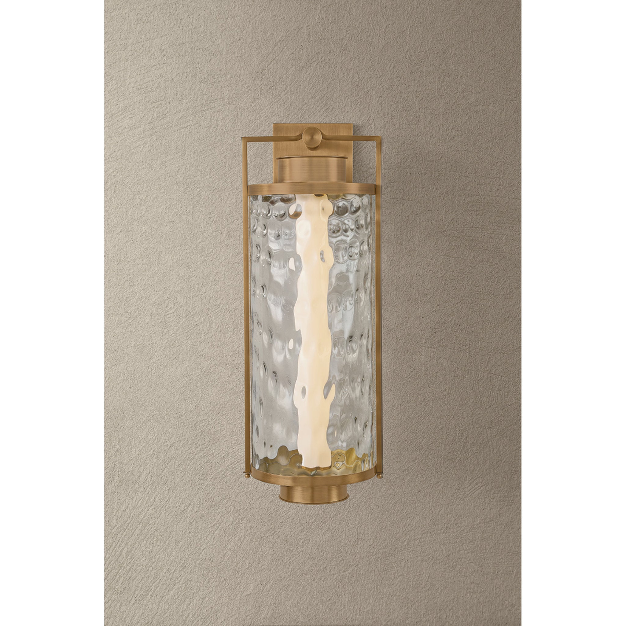 Haddock 1-Light Exterior Wall Sconce in Patina Brass 10.5W x 28H