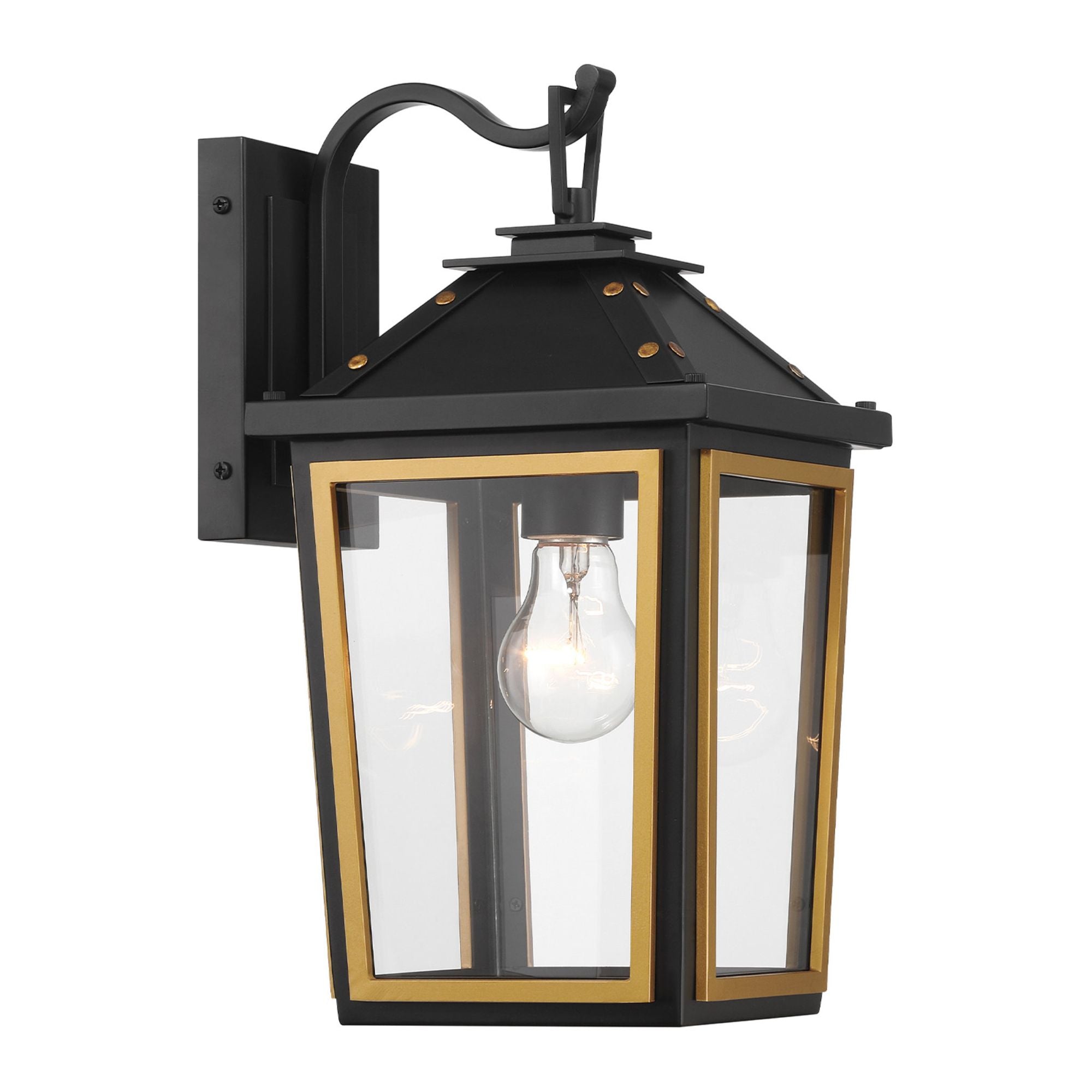 Hawkins 7.25'' Matte Black + Textured Gold Outdoor Sconce Black 7.25"W x 14"H x 9"D
