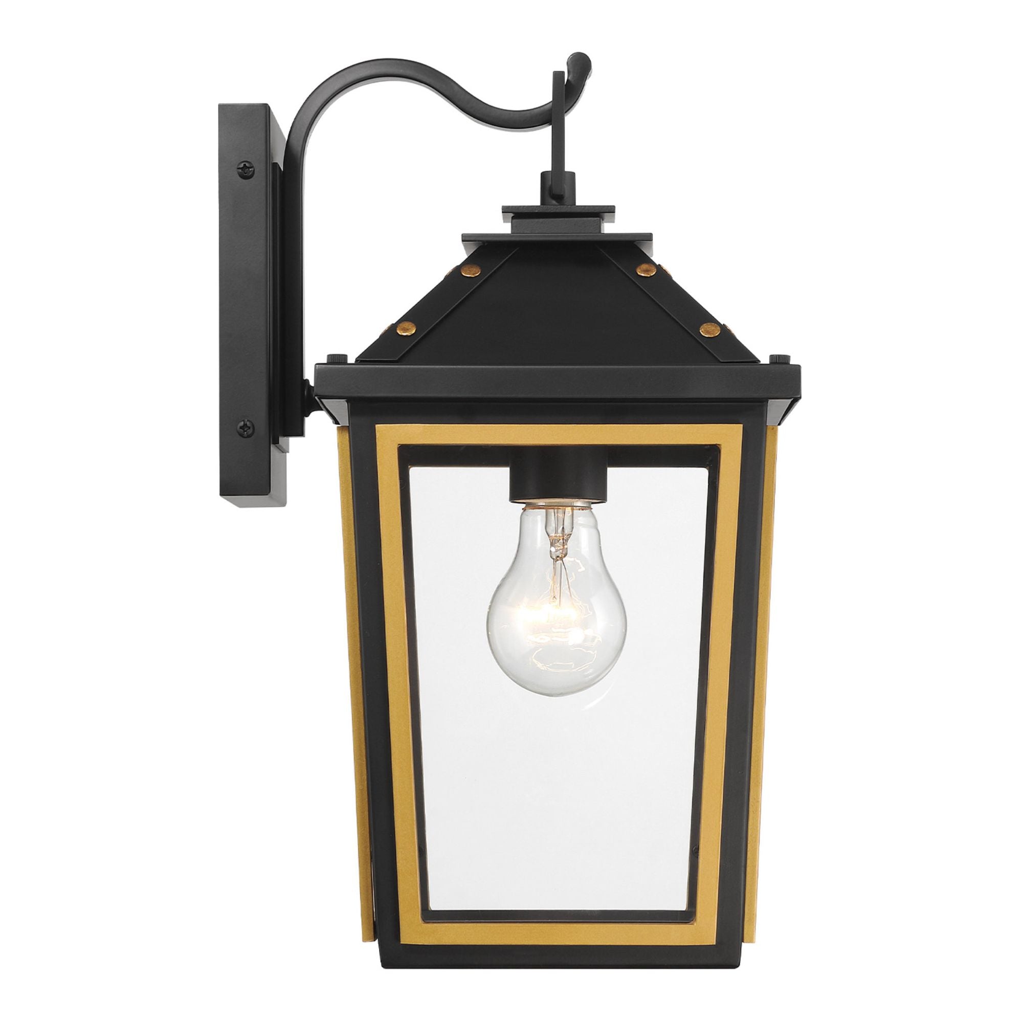 Hawkins 7.25'' Matte Black + Textured Gold Outdoor Sconce Black 7.25"W x 14"H x 9"D