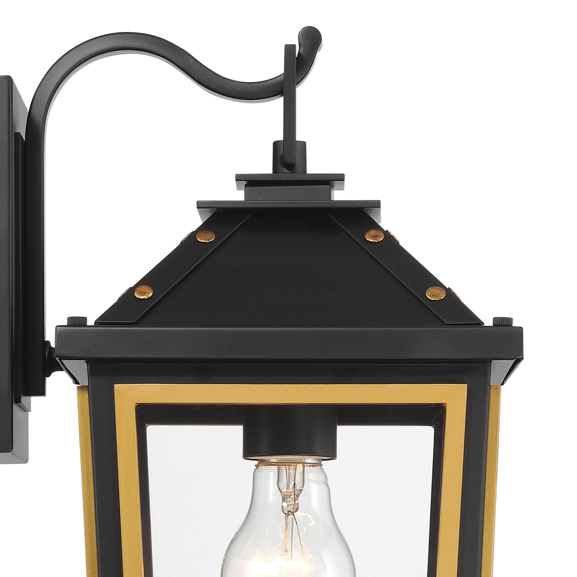 Hawkins 7.25'' Matte Black + Textured Gold Outdoor Sconce Black 7.25"W x 14"H x 9"D
