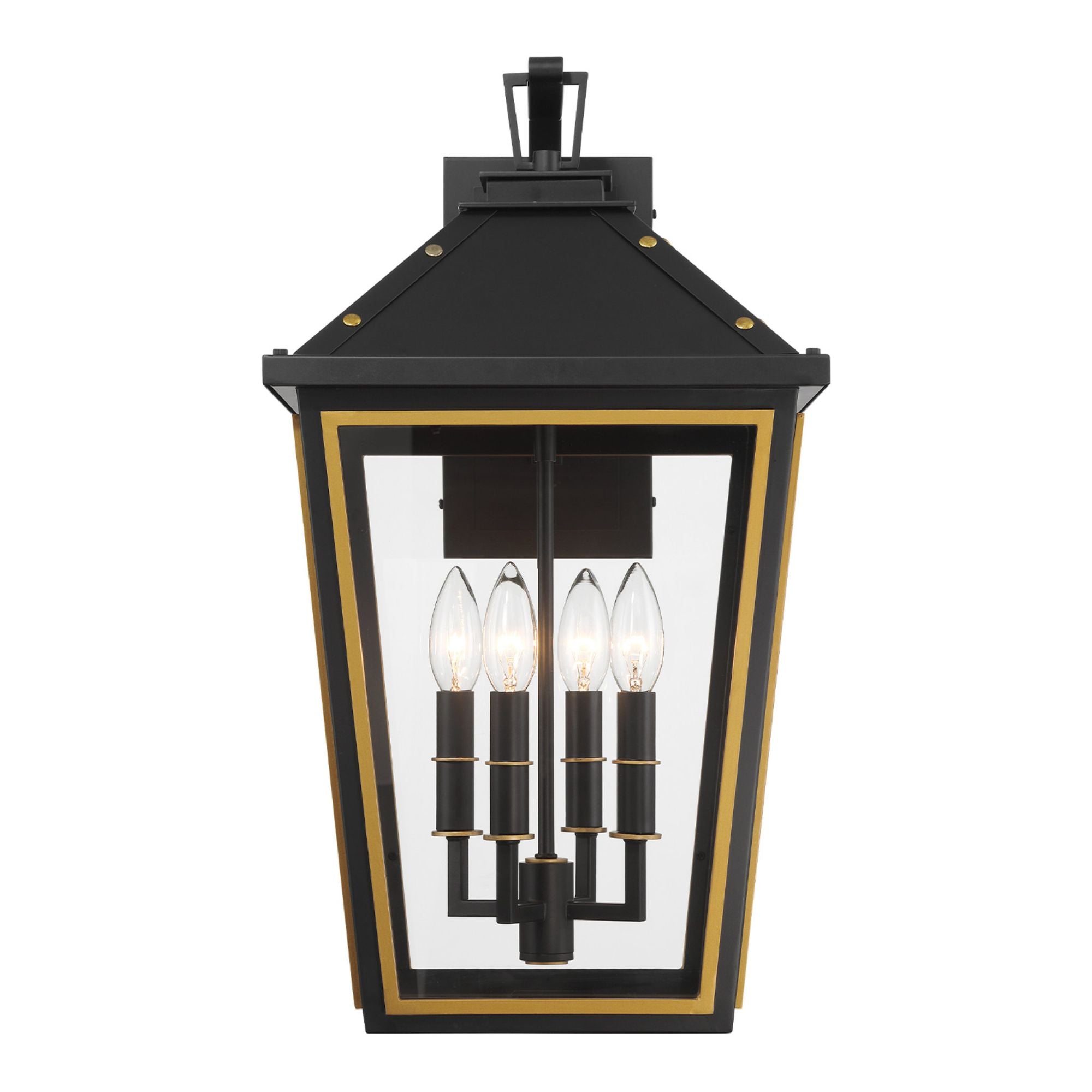 Hawkins 12'' Matte Black + Textured Gold Outdoor Sconce Black 12"W x 22.5"H x 14.25"D