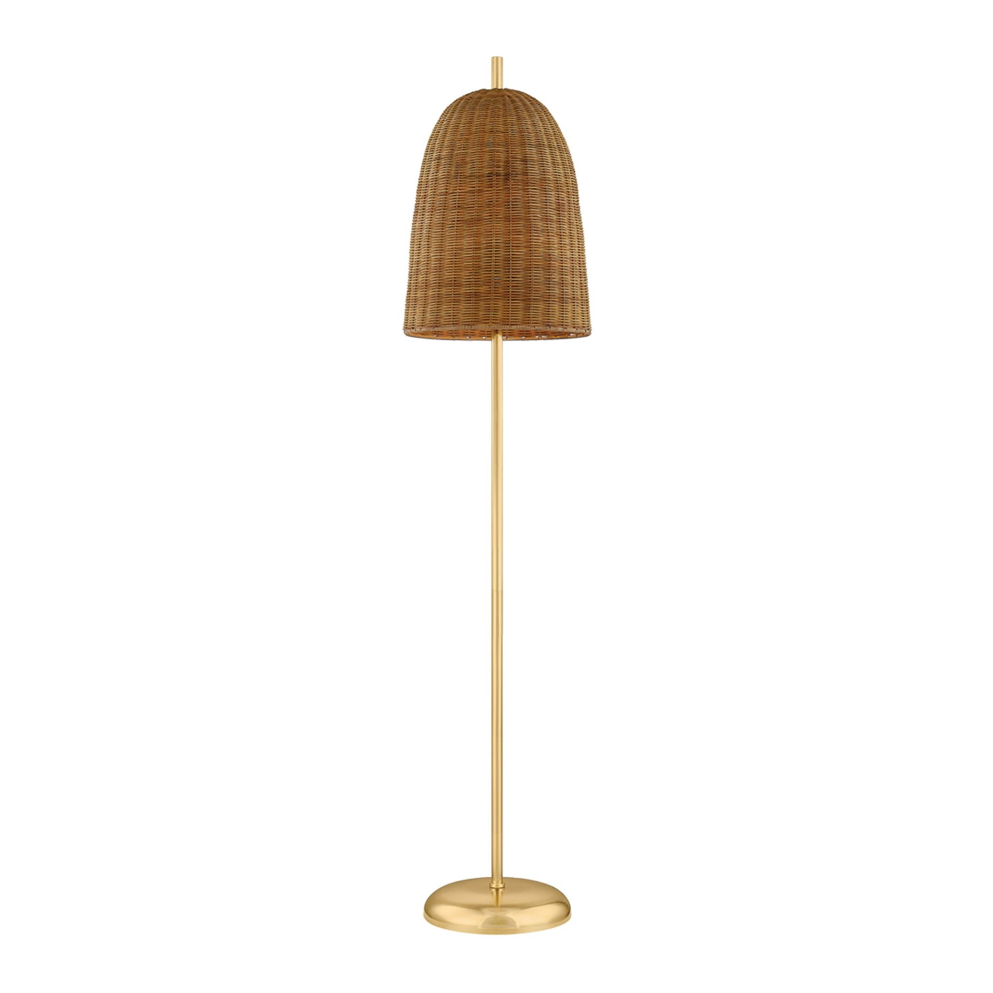 Beatrice 1-Light Floor Lamp in Aged Brass 14W x 64H
