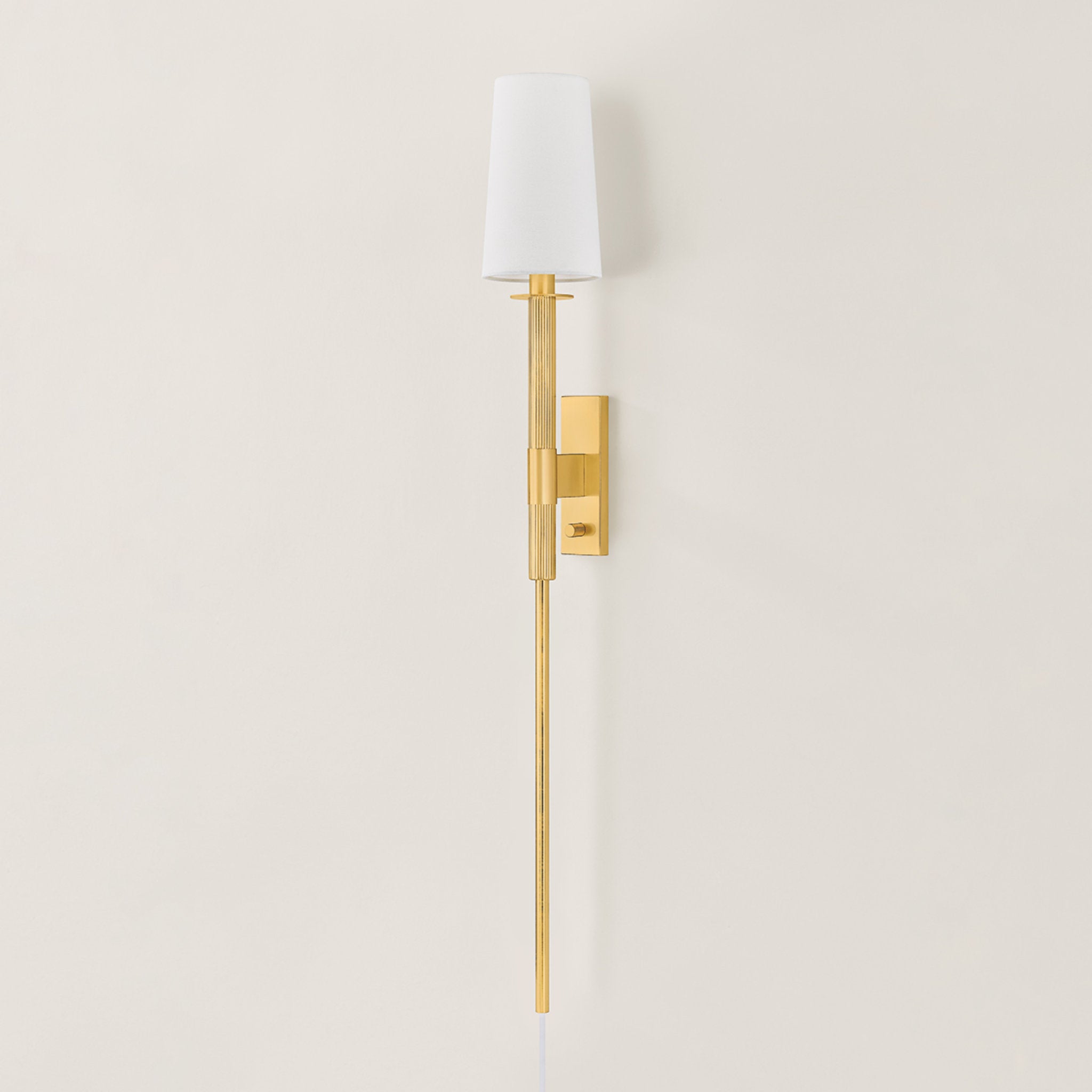 Ginny 1-Light Plug-in Sconce in Aged Brass 5.5W x 43.25H