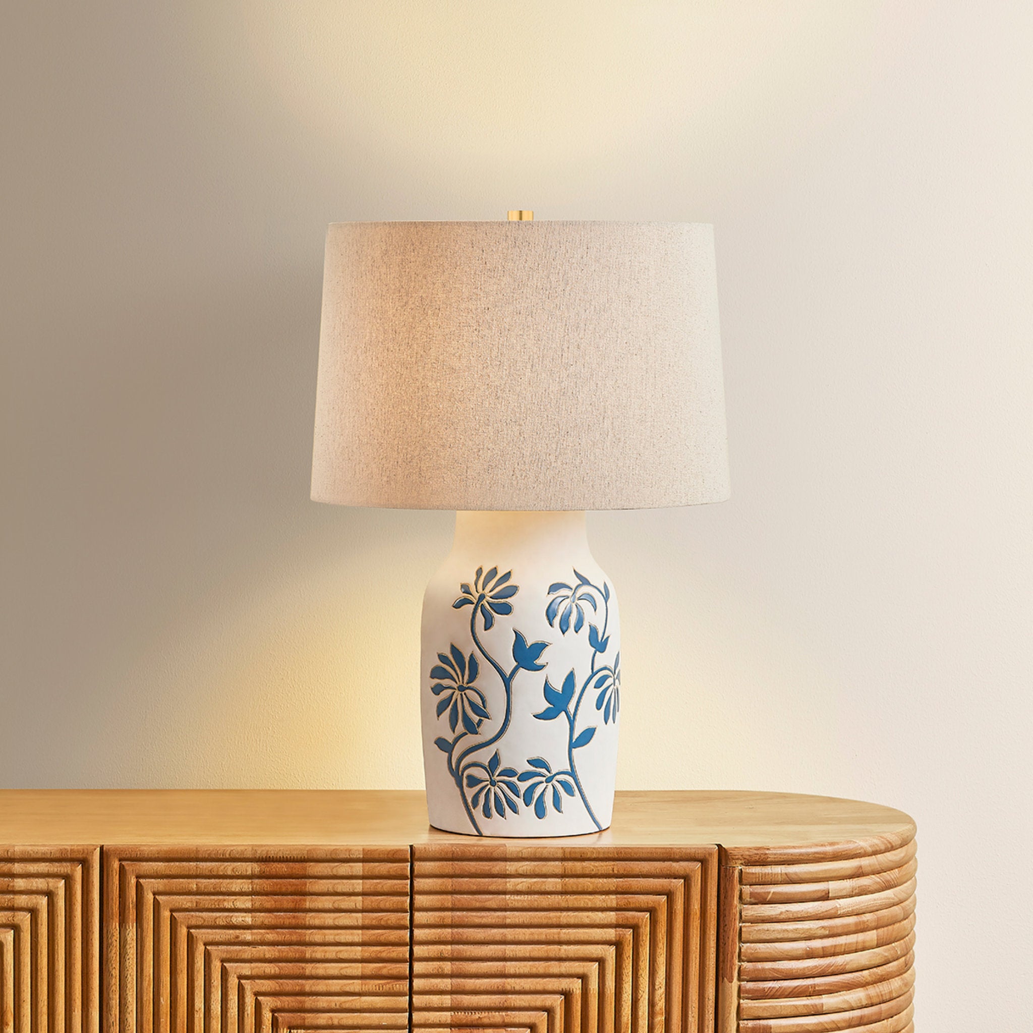 Yazmeen 1-Light Table Lamp in Aged Brass 16W x 22.5H