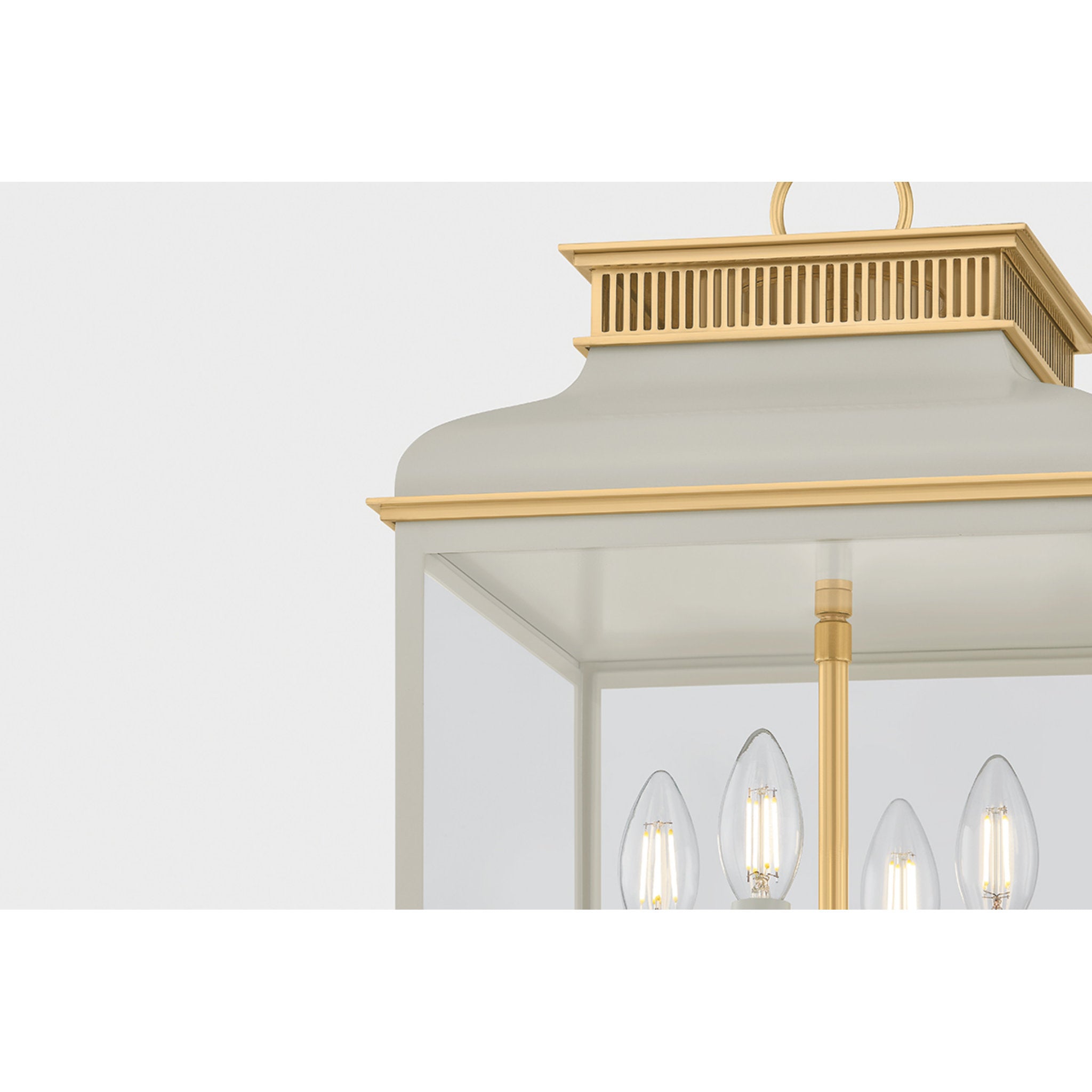 Houghton 4-Light Lantern in Aged Brass by Mark D. Sikes 12.75L x 12.75W x 22.25H (Off-White)