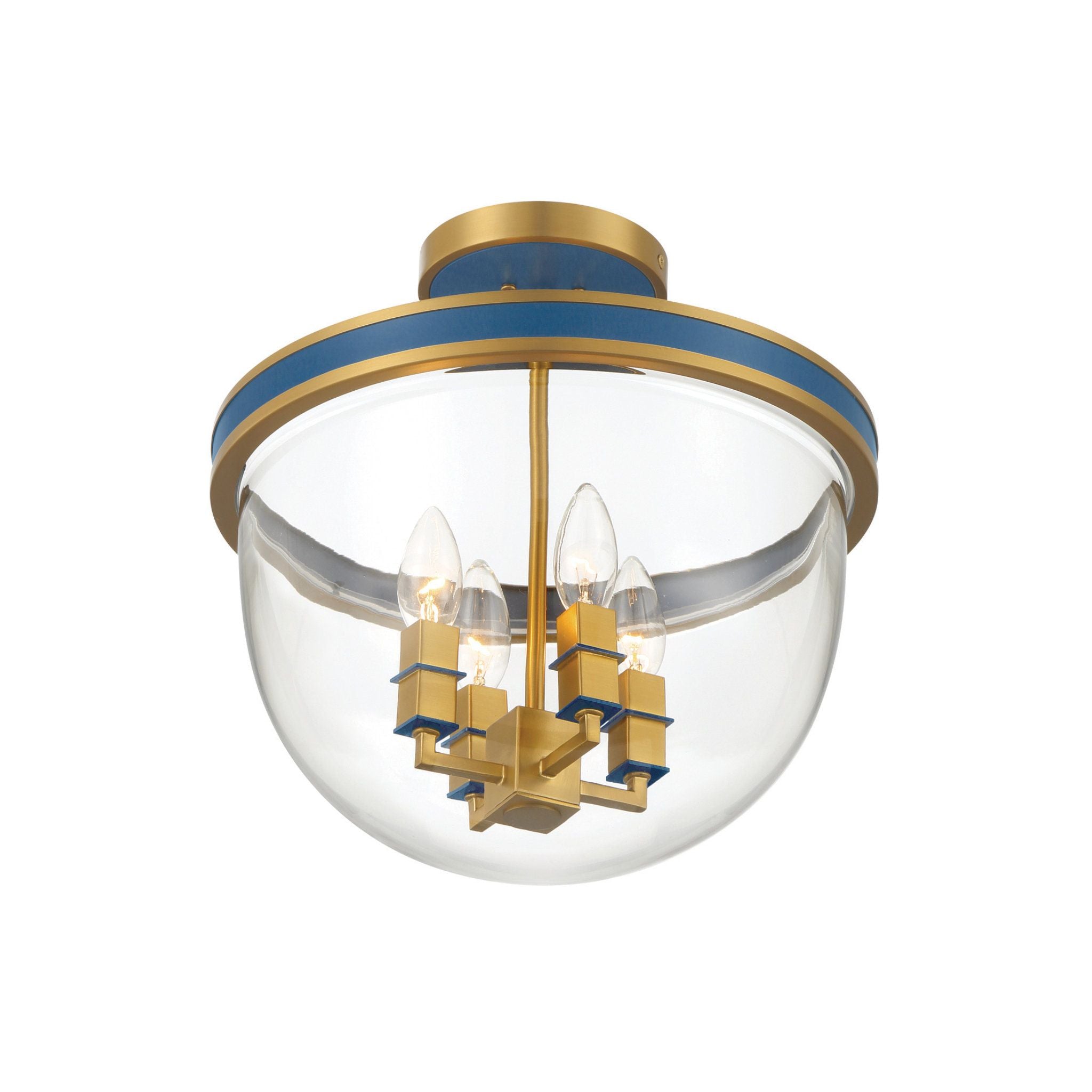 Libby Langdon Herrick 13" Luxe Gold + Navy Semi Flush Mount 4-Light 13"W x 12.5"H x 13"D