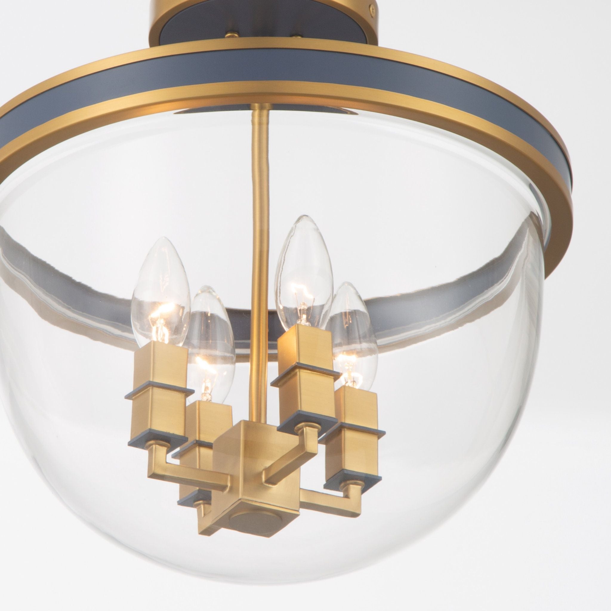 Libby Langdon Herrick 13" Luxe Gold + Navy Semi Flush Mount 4-Light 13"W x 12.5"H x 13"D