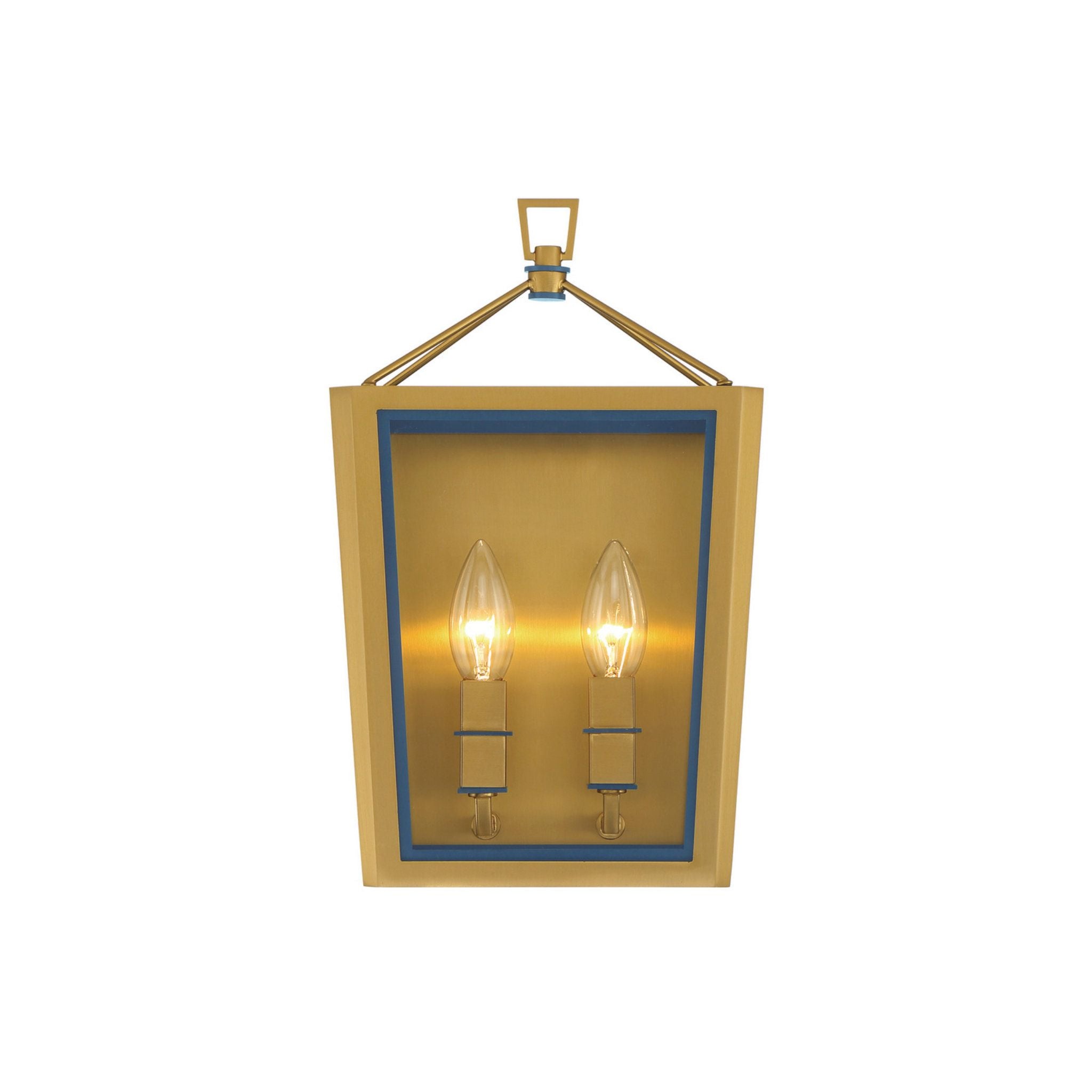 Libby Langdon Herrick 7.75" Luxe Gold + Navy Sconce 2-Light 7.75"W x 12.75"H x 5"D