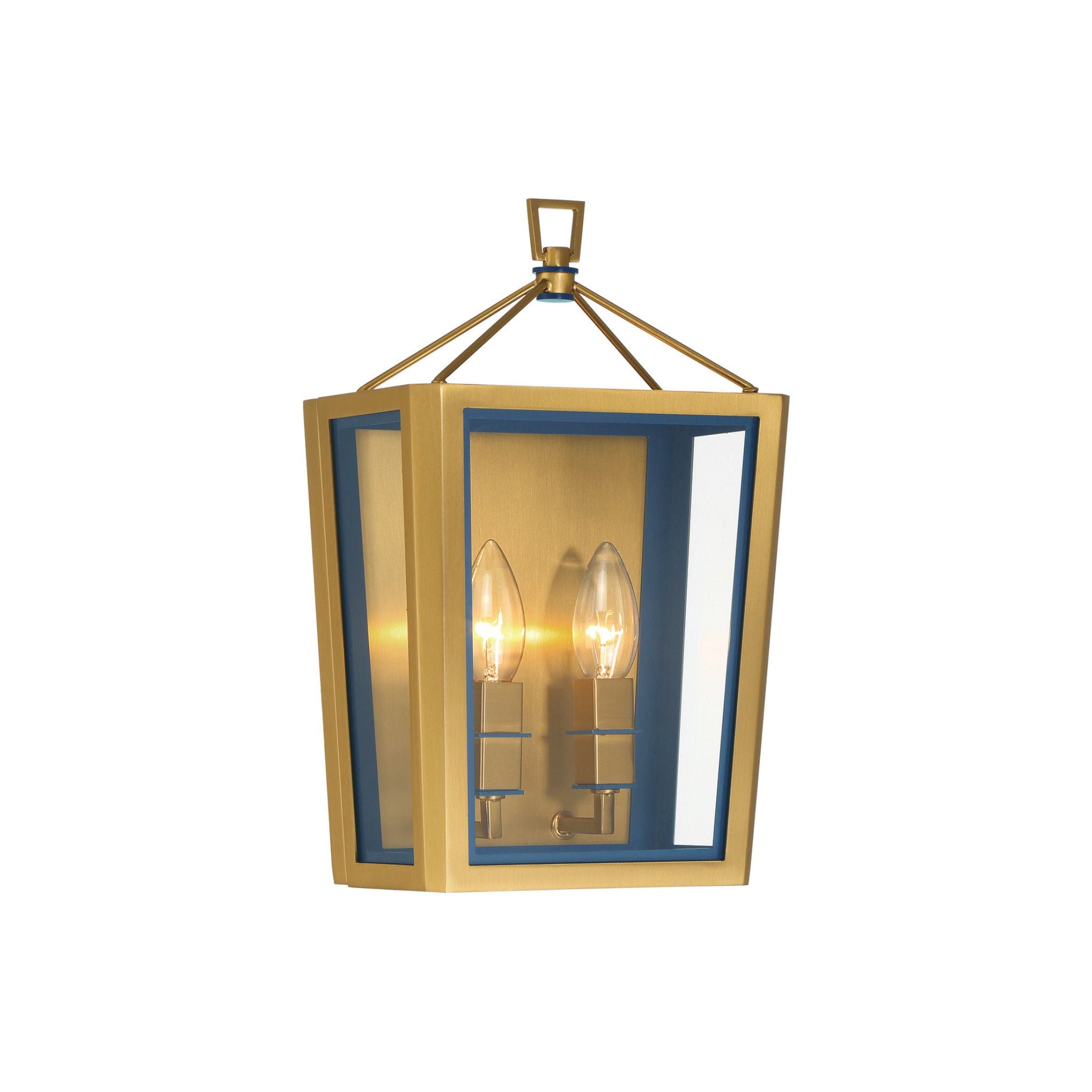 Libby Langdon Herrick 7.75" Luxe Gold + Navy Sconce 2-Light 7.75"W x 12.75"H x 5"D
