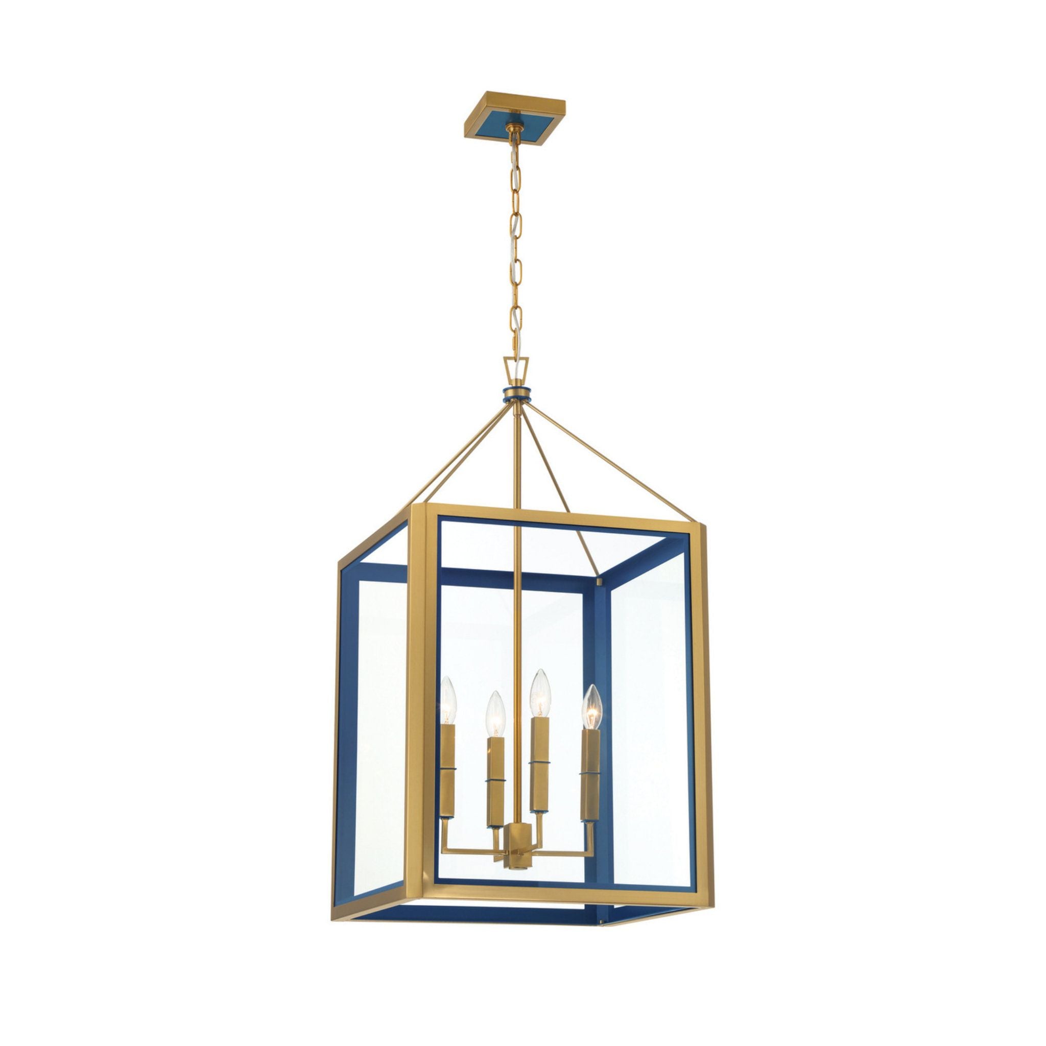 Libby Langdon Herrick 18" Luxe Gold + Navy Chandelier 4-Light 18"W x 33.75"H x 18"D