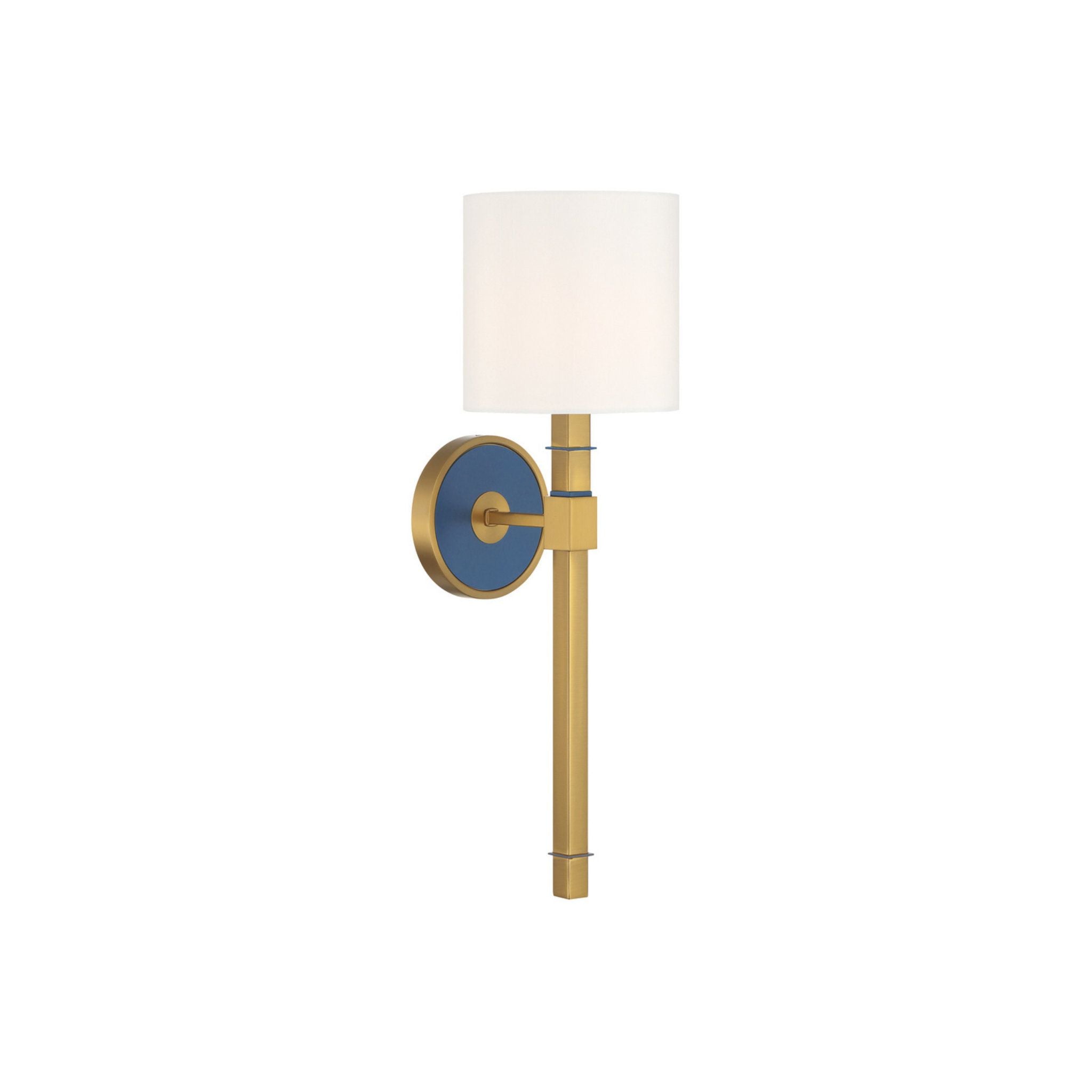 Libby Langdon Herrick 6.25" Luxe Gold + Navy Sconce 1-Light 6.25"W x 20.75"H x 7.5"D