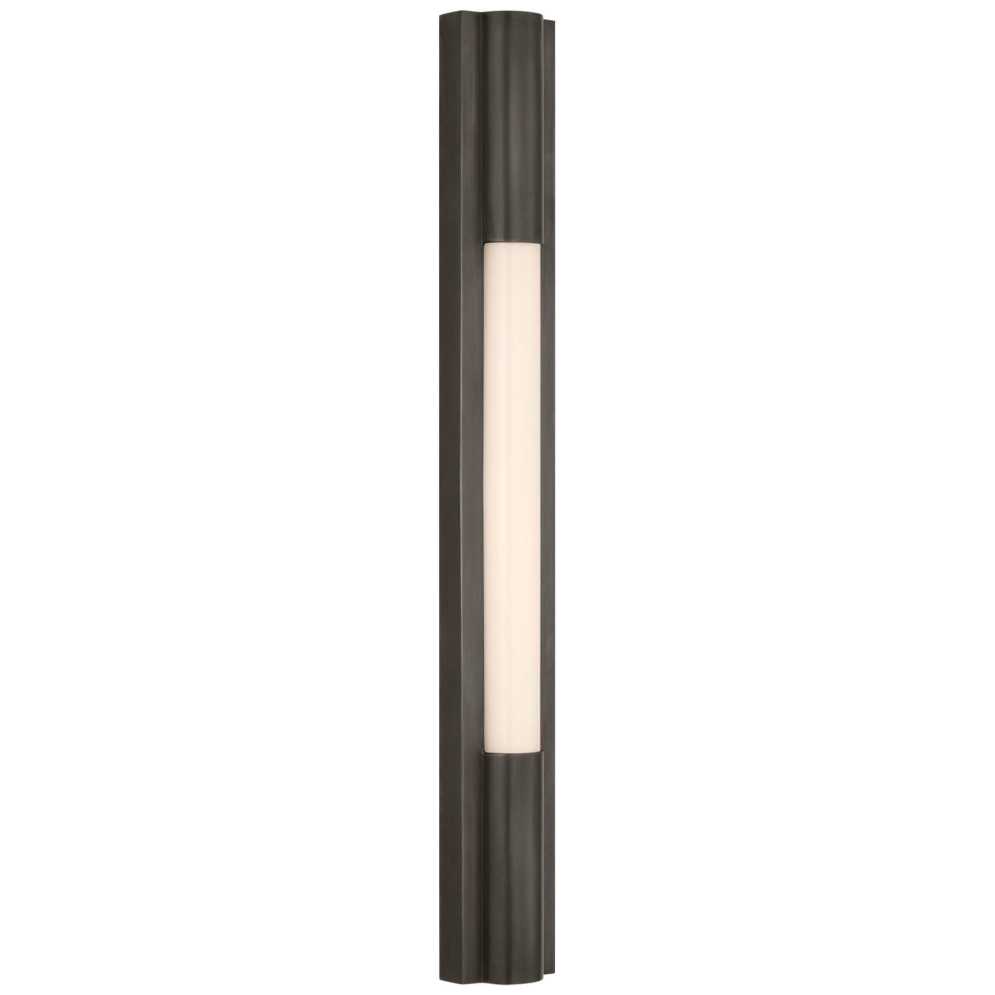 Ian K. Fowler Ellington 24" Slimline Bath Light in Bronze with White Glass Wall Light W3" x H24"