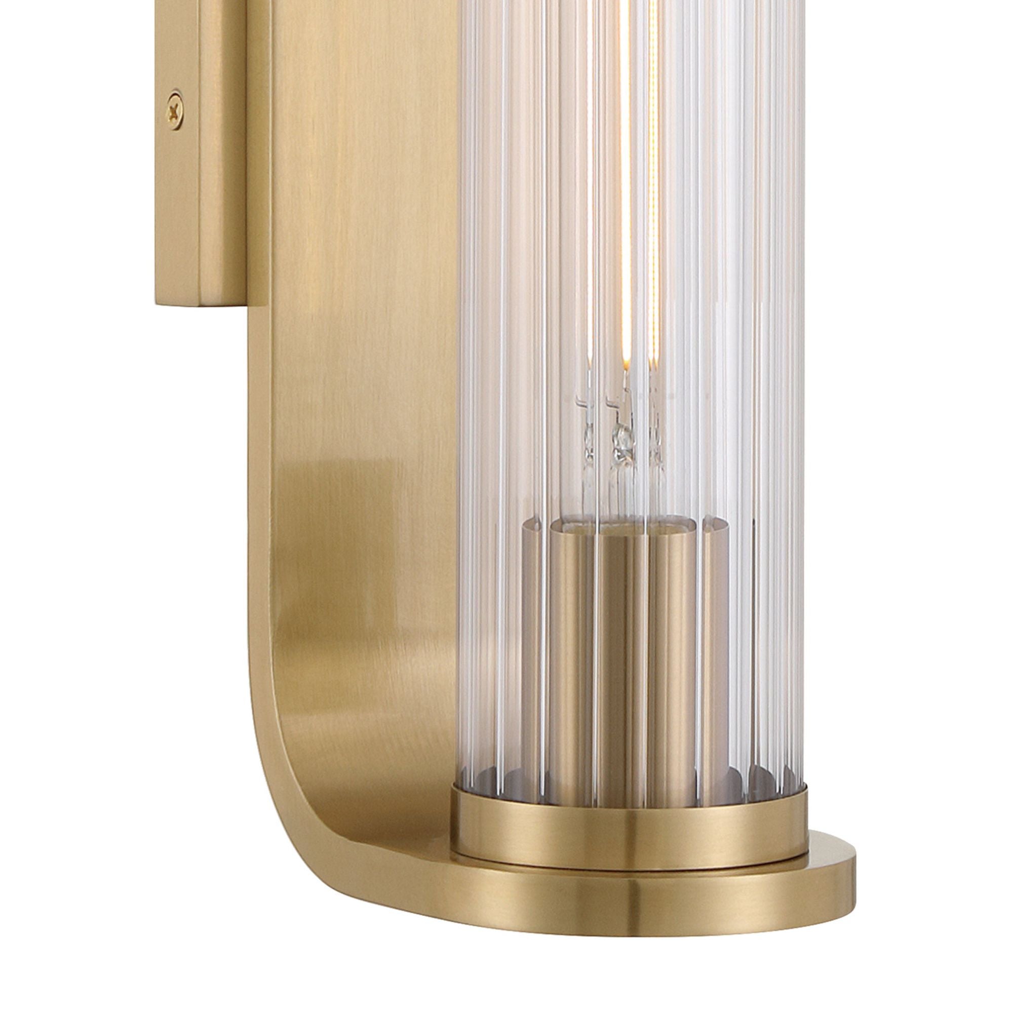 Jarvis 1 Light LED Aged Brass Sconce Clear Glass Shade 4.25"W x 18"H x 6"D