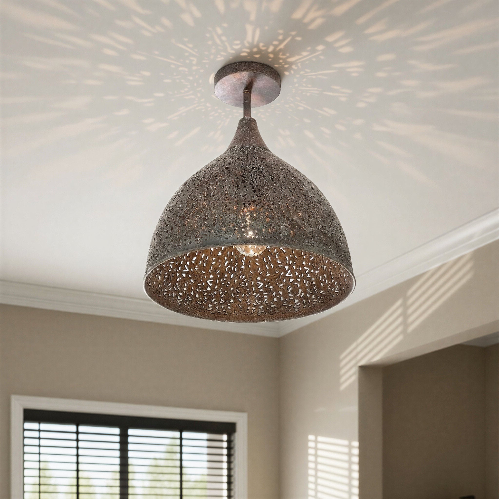 Jasmine 14'' Forged Bronze Semi Flush Mount Bronze 14"W x 14"H x 14"D