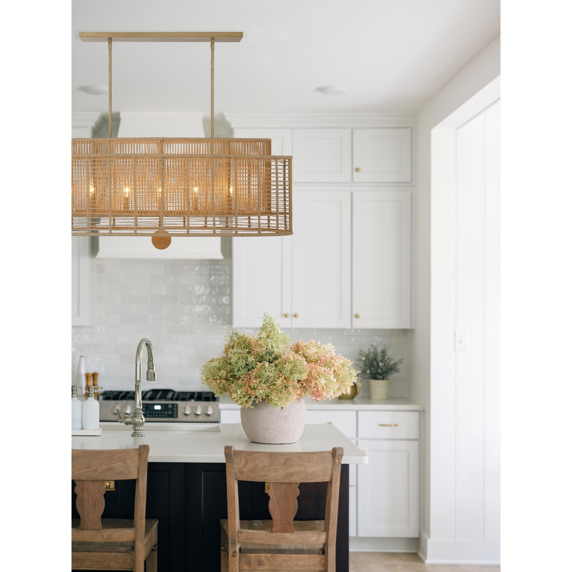 Jayna 5 Light Burnished Silver Linear Oval Chandelier 41.75"W x 17.75"H x 15"D