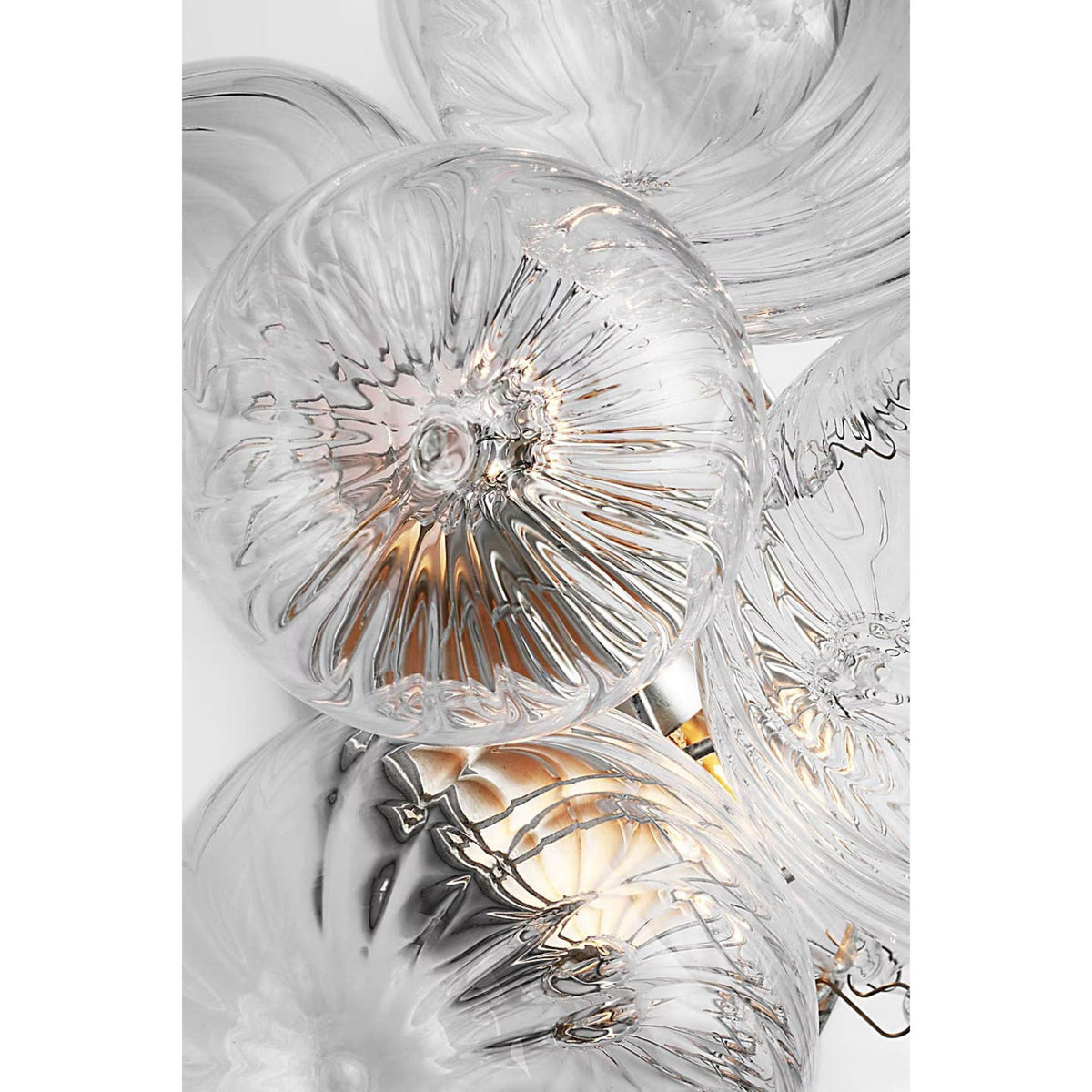 Julie Neill Talia Medium Sconce in Burnished Silver Leaf with Clear Swirled Glass W14.75" x H17" x E8.75"