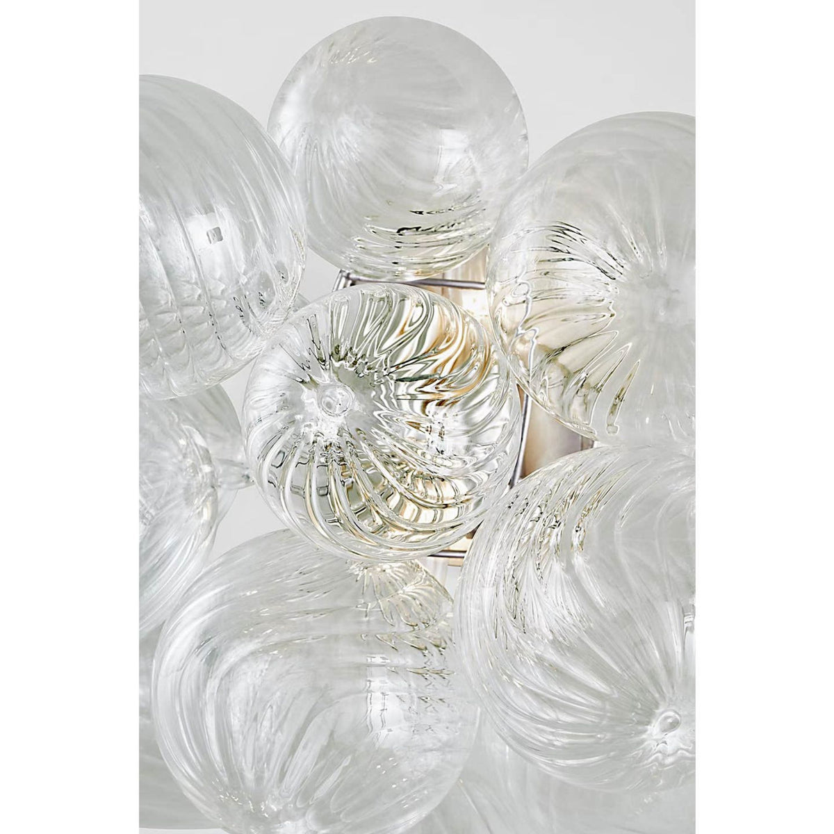 Julie Neill Talia Medium Sconce in Burnished Silver Leaf with Clear Swirled Glass W14.75" x H17" x E8.75"