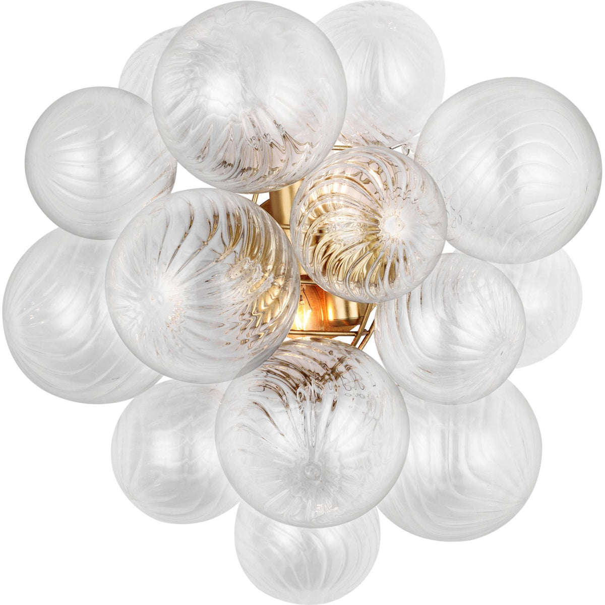 Julie Neill Talia Medium Sconce in Gild with Clear Swirled Glass W14.75" x H17" x E8.75"