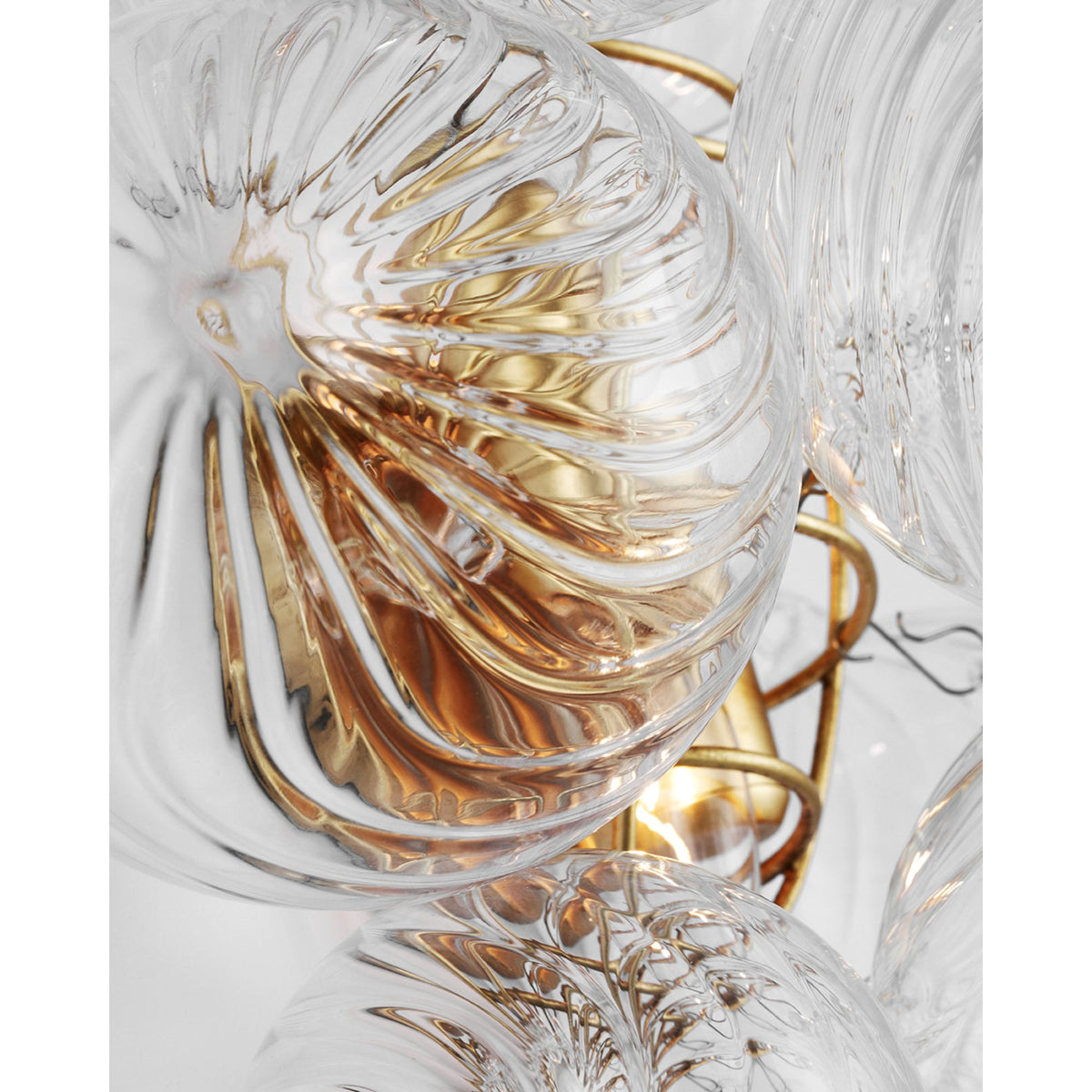 Julie Neill Talia Medium Sconce in Gild with Clear Swirled Glass W14.75" x H17" x E8.75"