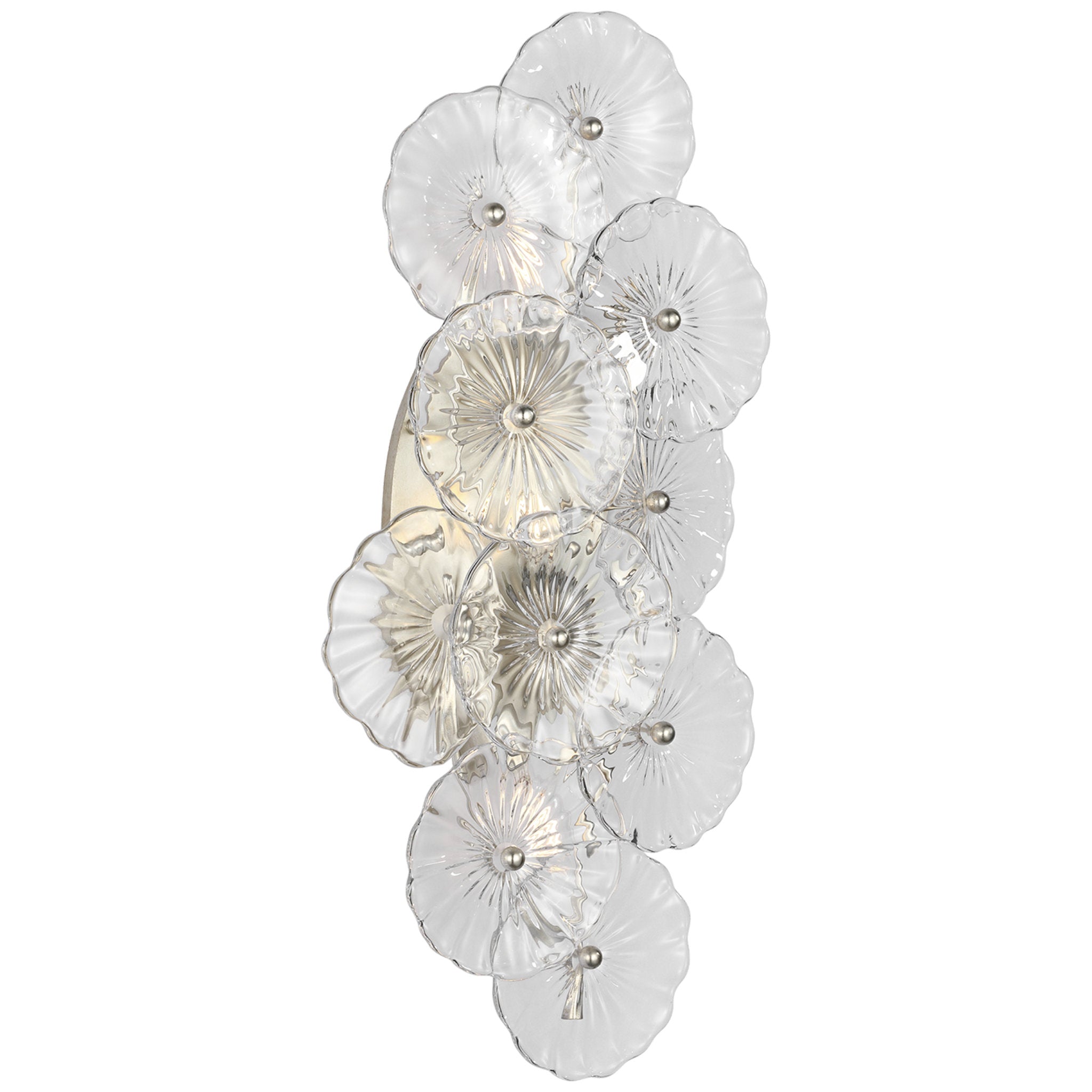 Julie Neill Gianna 21" Layered Sconce in Burnished Silver Leaf with Clear Glass Wall Light W9.5" x H21"