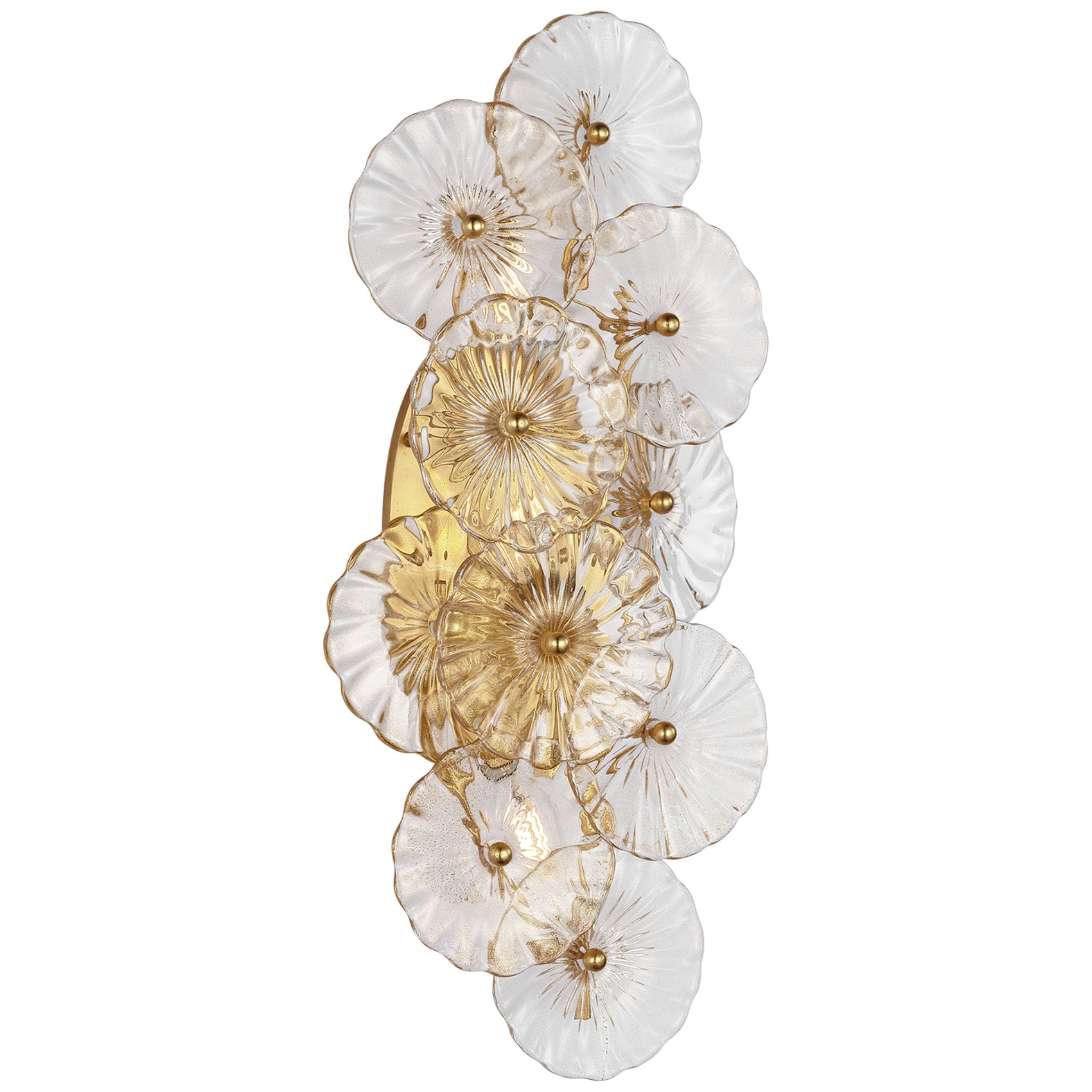 Julie Neill Gianna 21" Layered Sconce in Gild with Gold Fleck Glass Wall Light W9.5" x H21"