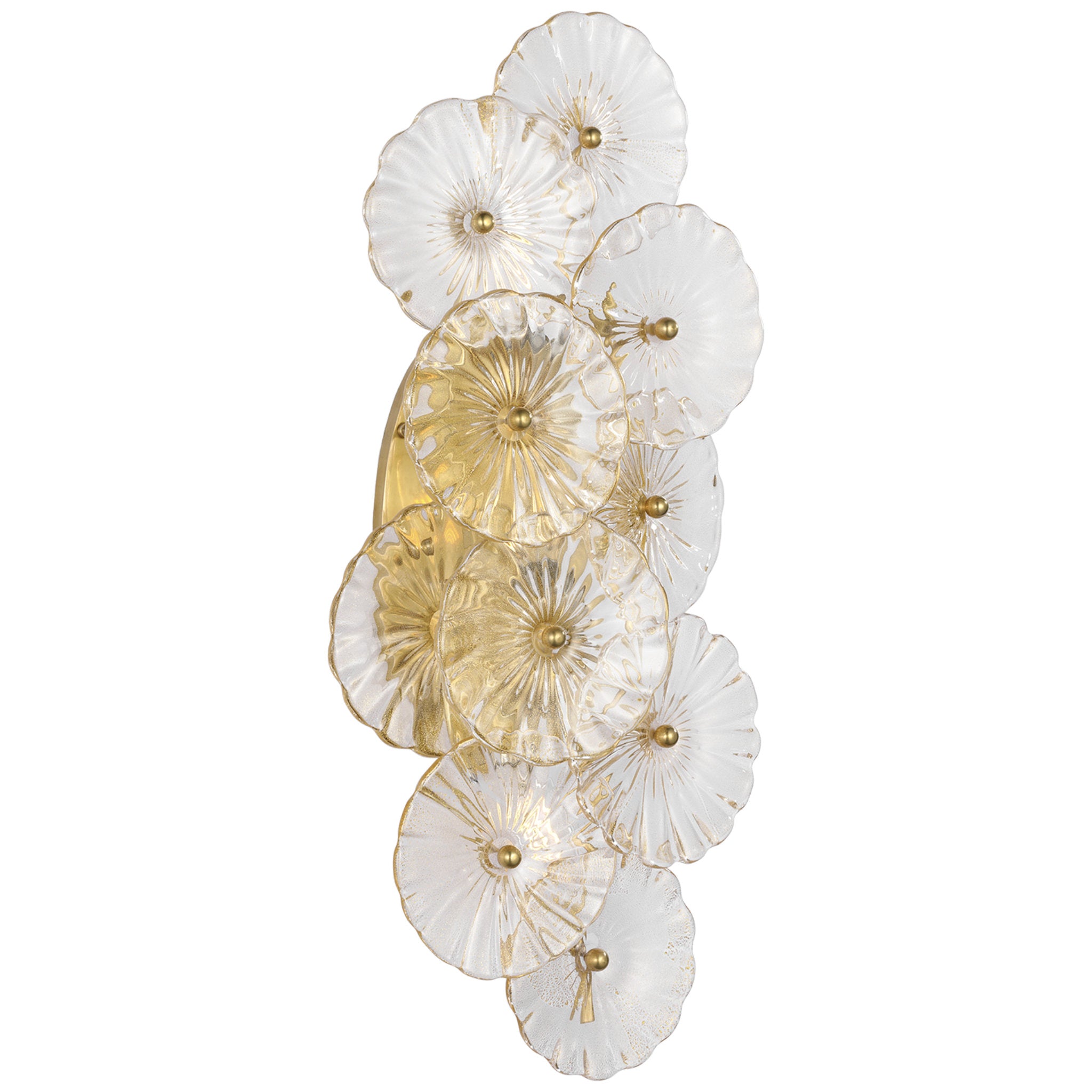 Julie Neill Gianna 21" Layered Sconce in Hand-Rubbed Antique Brass with Gold Fleck Glass Wall Light W9.5" x H21"