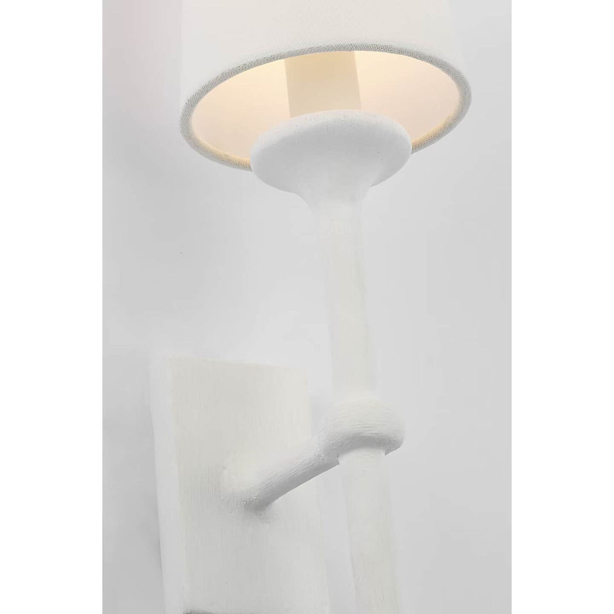 Julie Neill Iberia Single Sconce in Plaster White with Linen Shade W4.5" x H26.5" x E6"